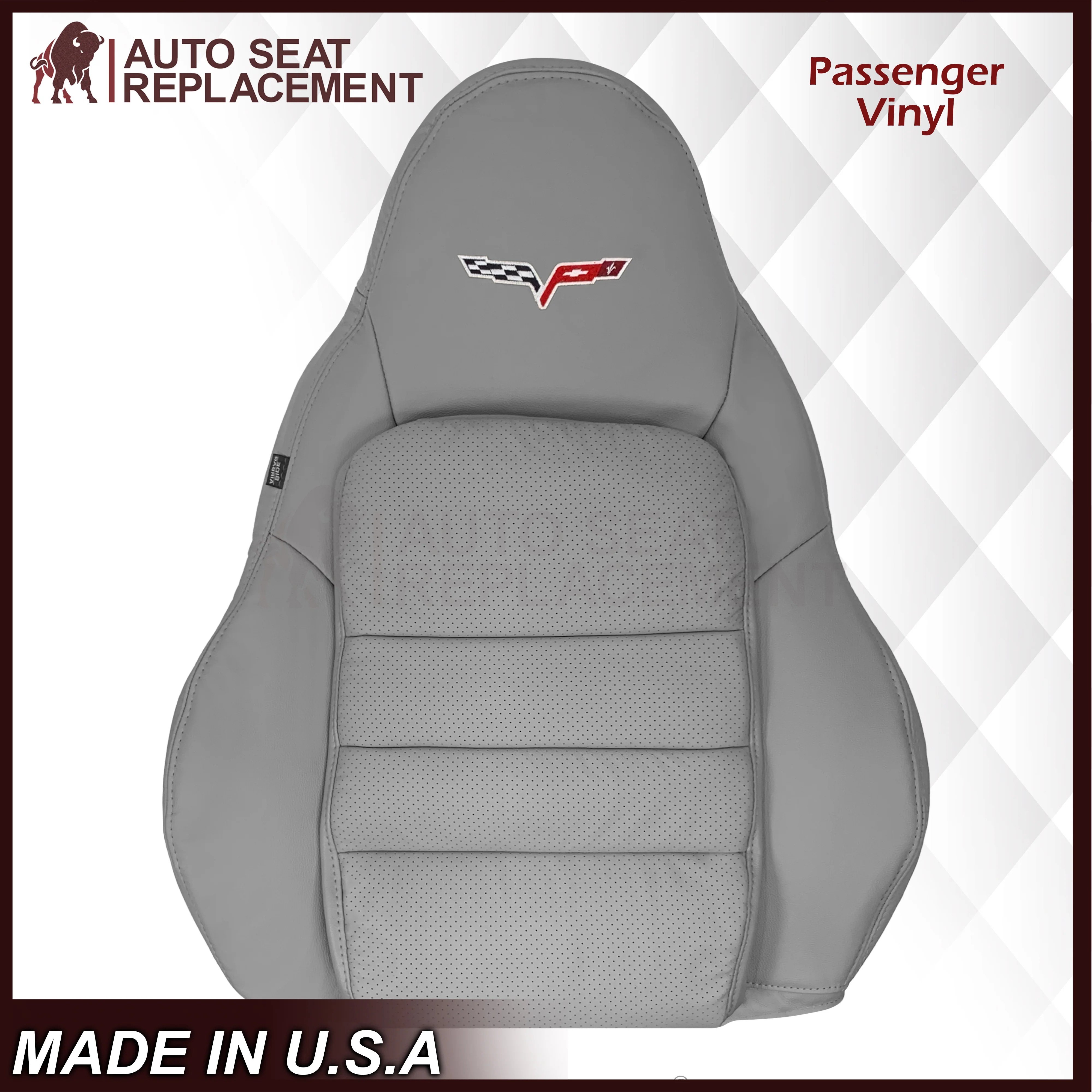 2005-2013 Chevy Corvette Replacement Seat Covers: C6 Gray Perforated - Image 23