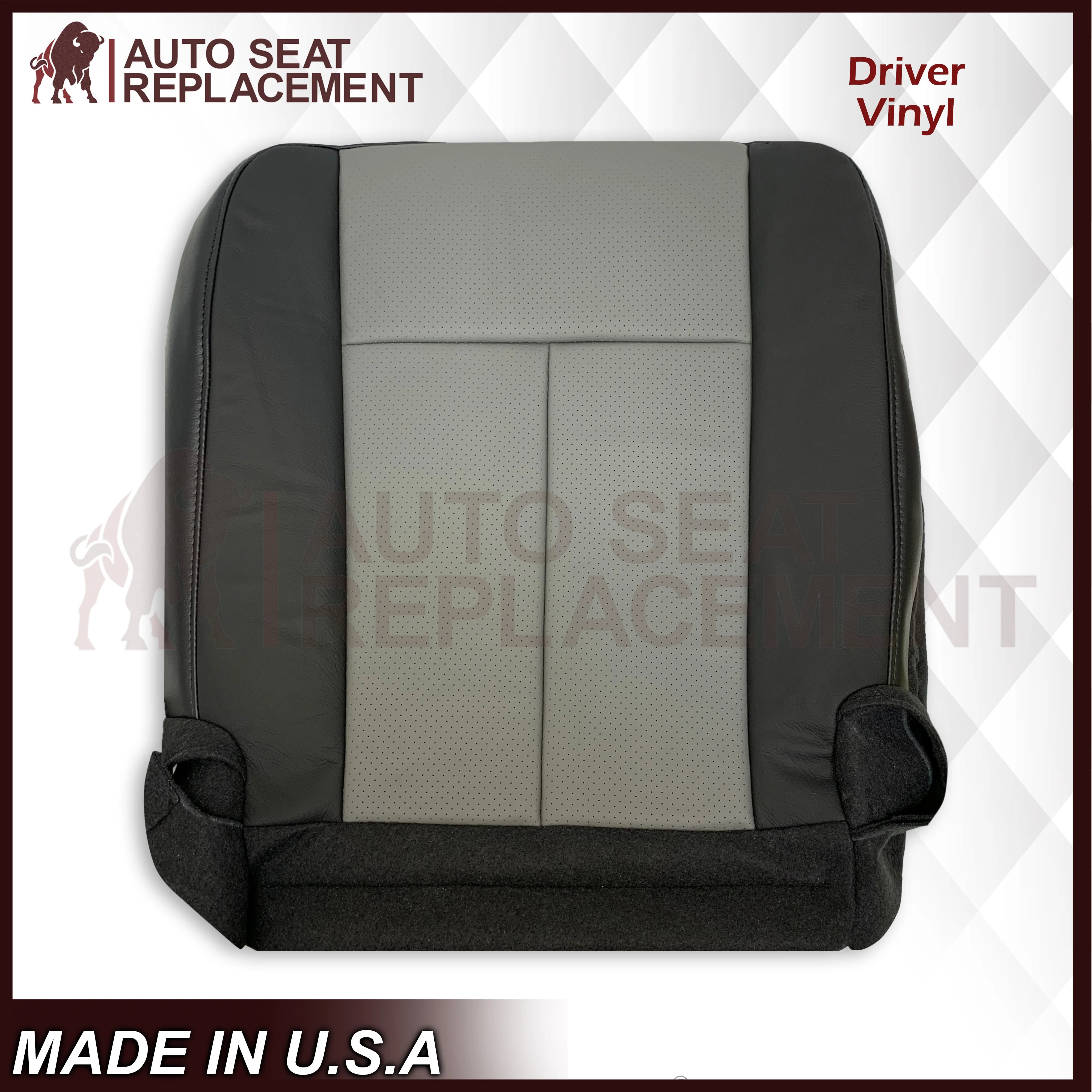 2007 2008 Ford Expedition Eddie Bauer Driver Or Passenger Side Bottom Seat Cover In 2 Tone (Gray - Black) - Image 4