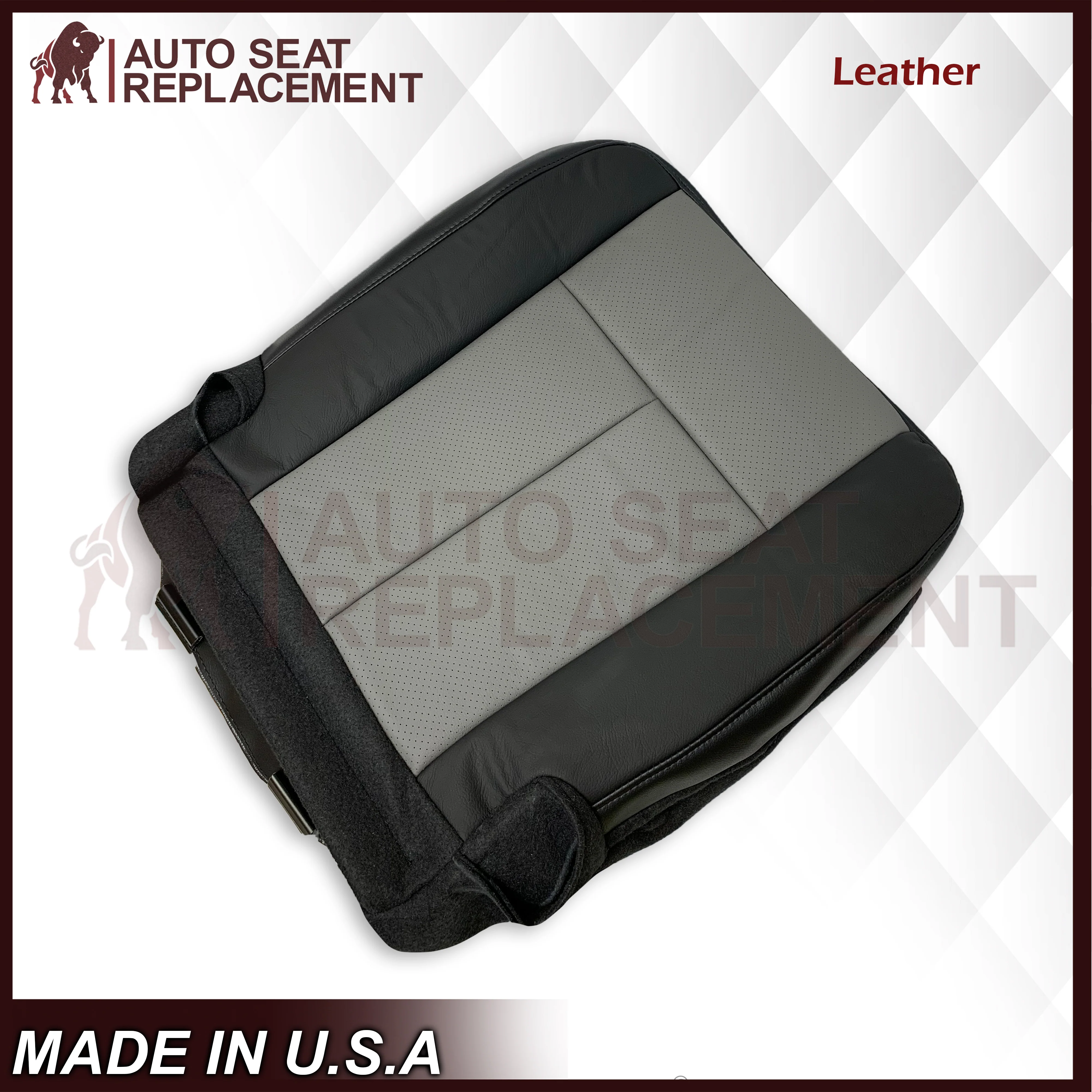 2007 2008 Ford Expedition Eddie Bauer Driver Or Passenger Side Bottom Seat Cover In 2 Tone (Gray - Black) - Image 5