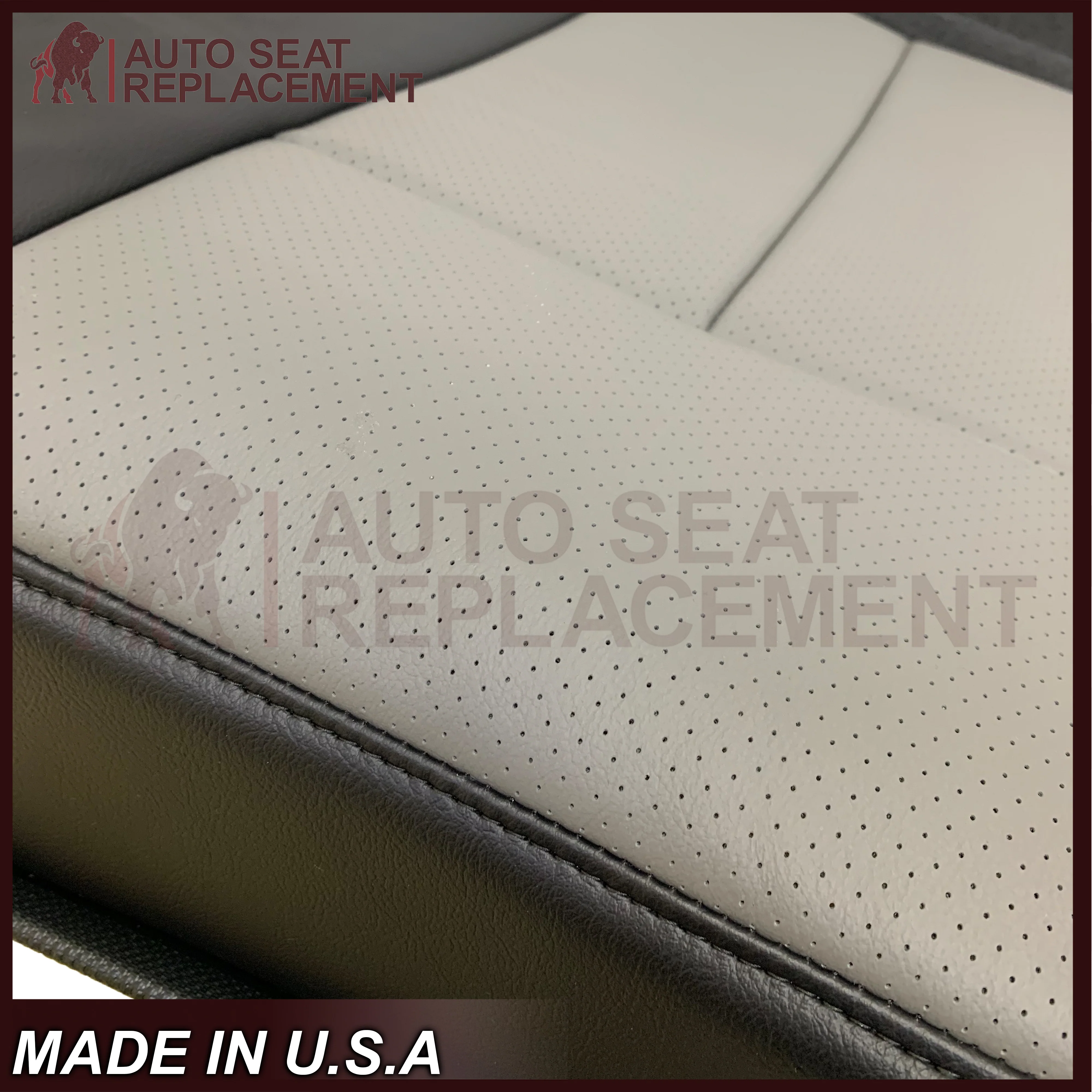 2007 2008 Ford Expedition Eddie Bauer Driver Or Passenger Side Bottom Seat Cover In 2 Tone (Gray - Black) - Image 9