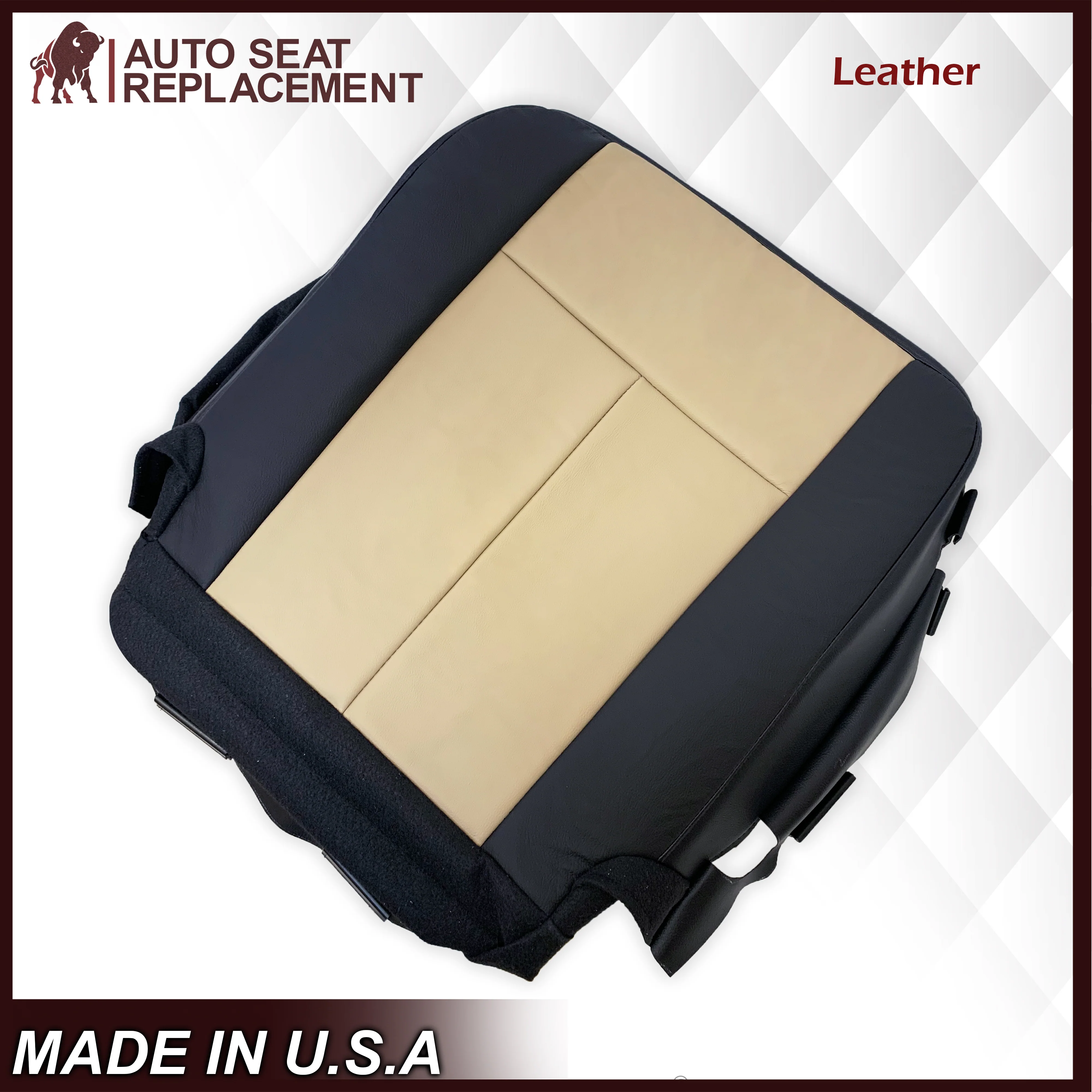 2007 2008 Ford Expedition Eddie Bauer Driver Or Passenger Side Bottom Seat Cover In 2 Tone Tan (Tan- Black) - Image 6