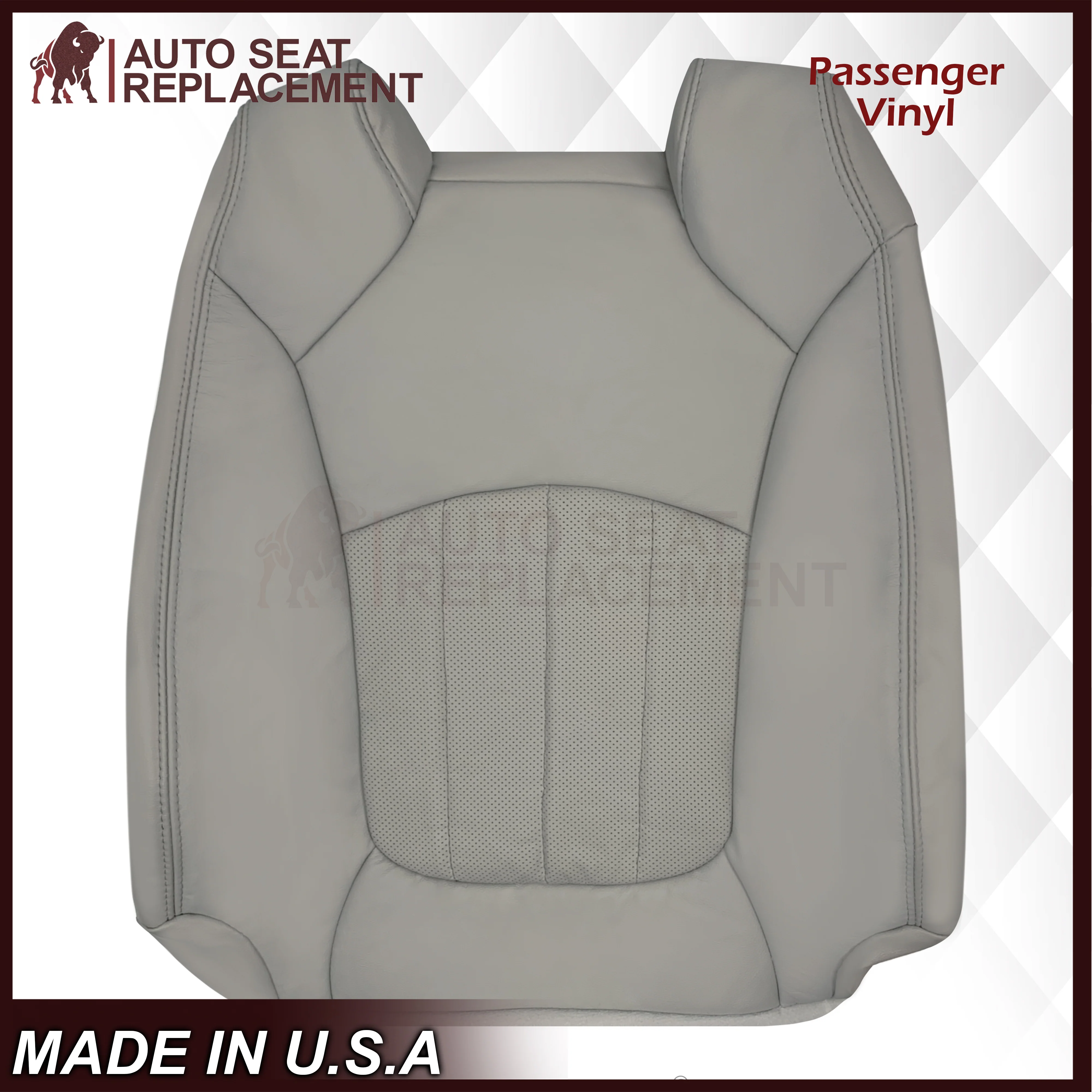 2007-2012 GMC Acadia Denali/SLT Replacement Leather/Syn. Leather Seat Cover: Gray, Perforated - Image 24