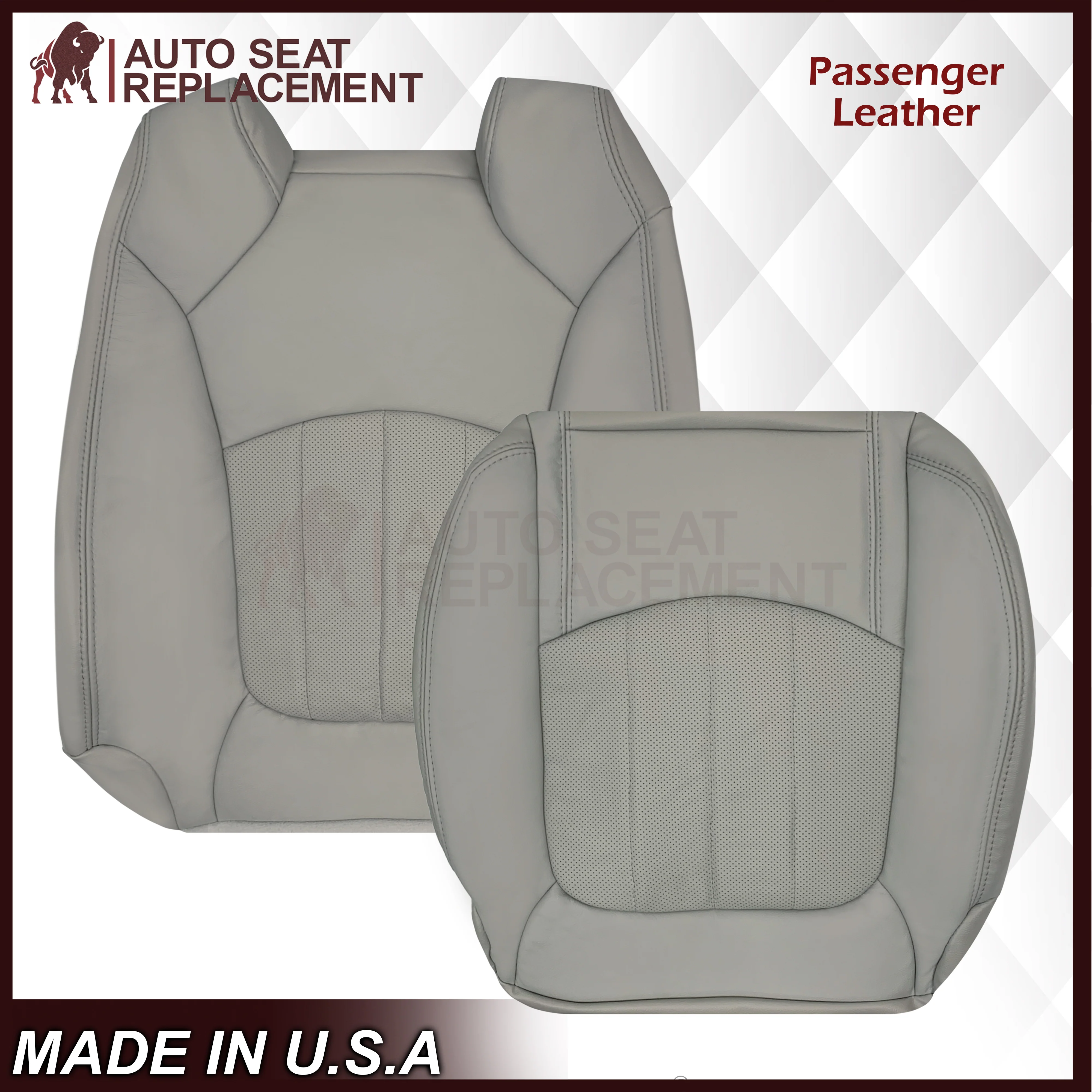 2007-2012 GMC Acadia Denali/SLT Replacement Leather/Syn. Leather Seat Cover: Gray, Perforated - Image 35