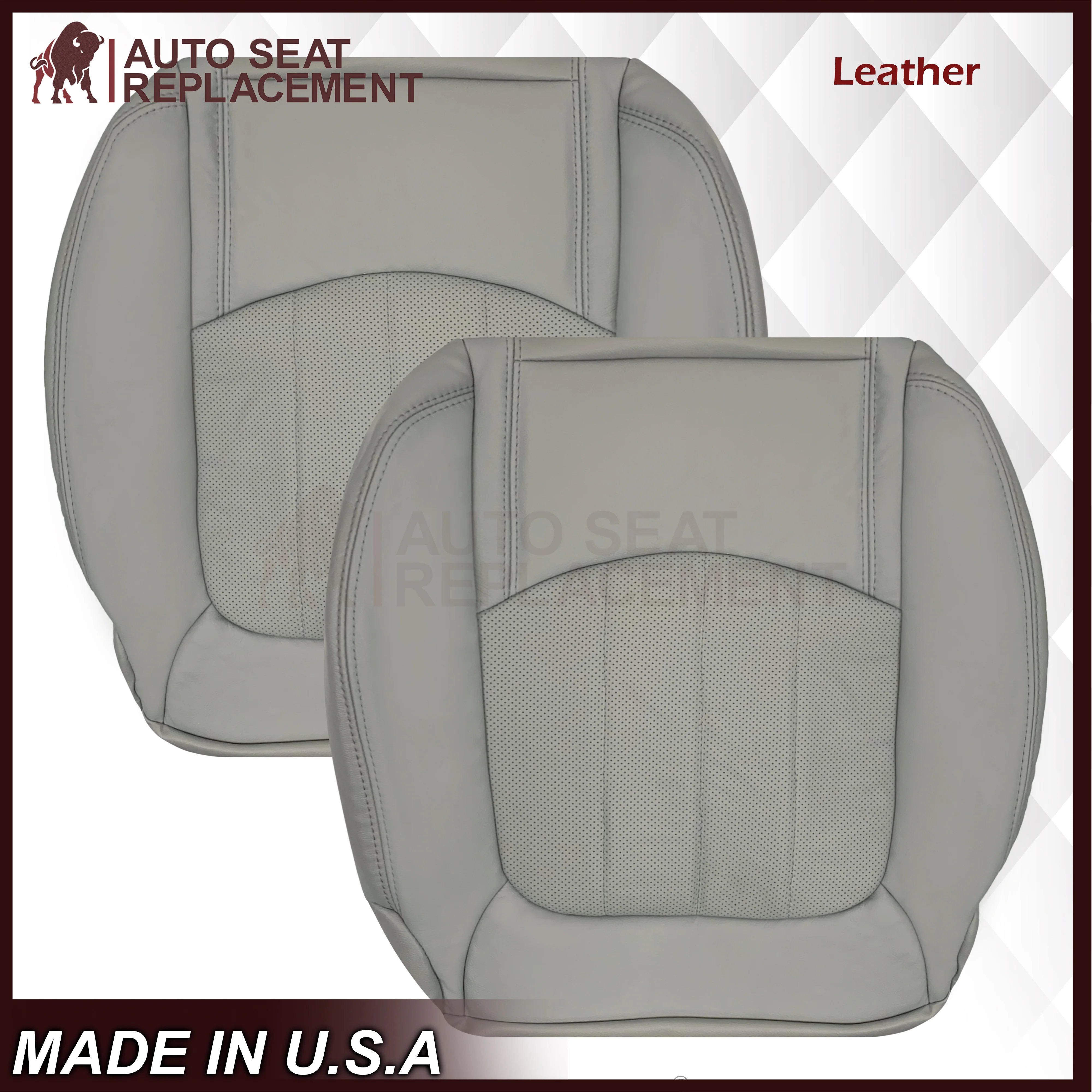 2007-2012 GMC Acadia Denali/SLT Replacement Leather/Syn. Leather Seat Cover: Gray, Perforated - Image 40