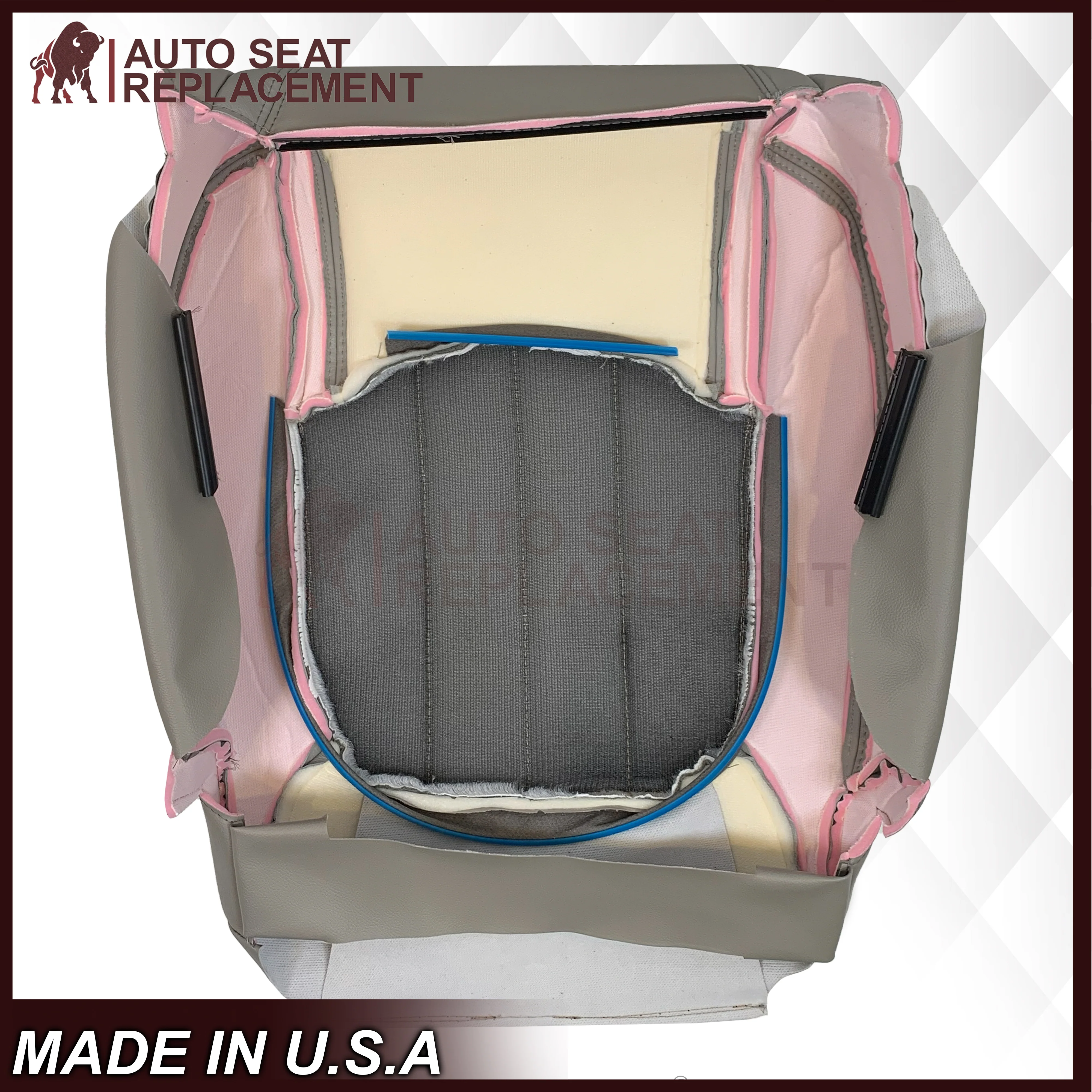 2007-2012 GMC Acadia Denali/SLT Replacement Leather/Syn. Leather Seat Cover: Gray, Perforated - Image 44