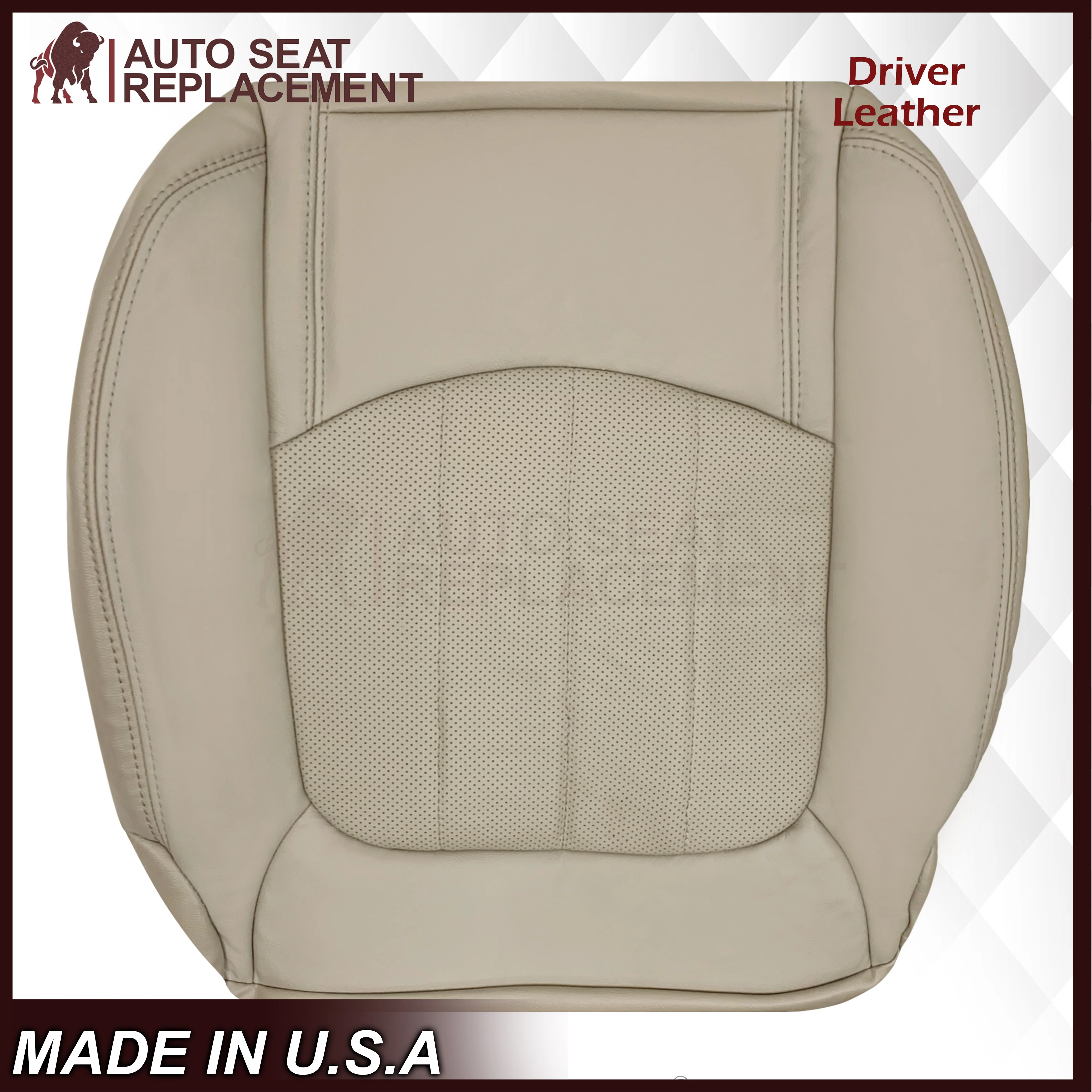 2007-2012 GMC Acadia Denali/SLT Replacement Leather/Syn. Leather Seat Cover: Tan, Perforated - Image 12