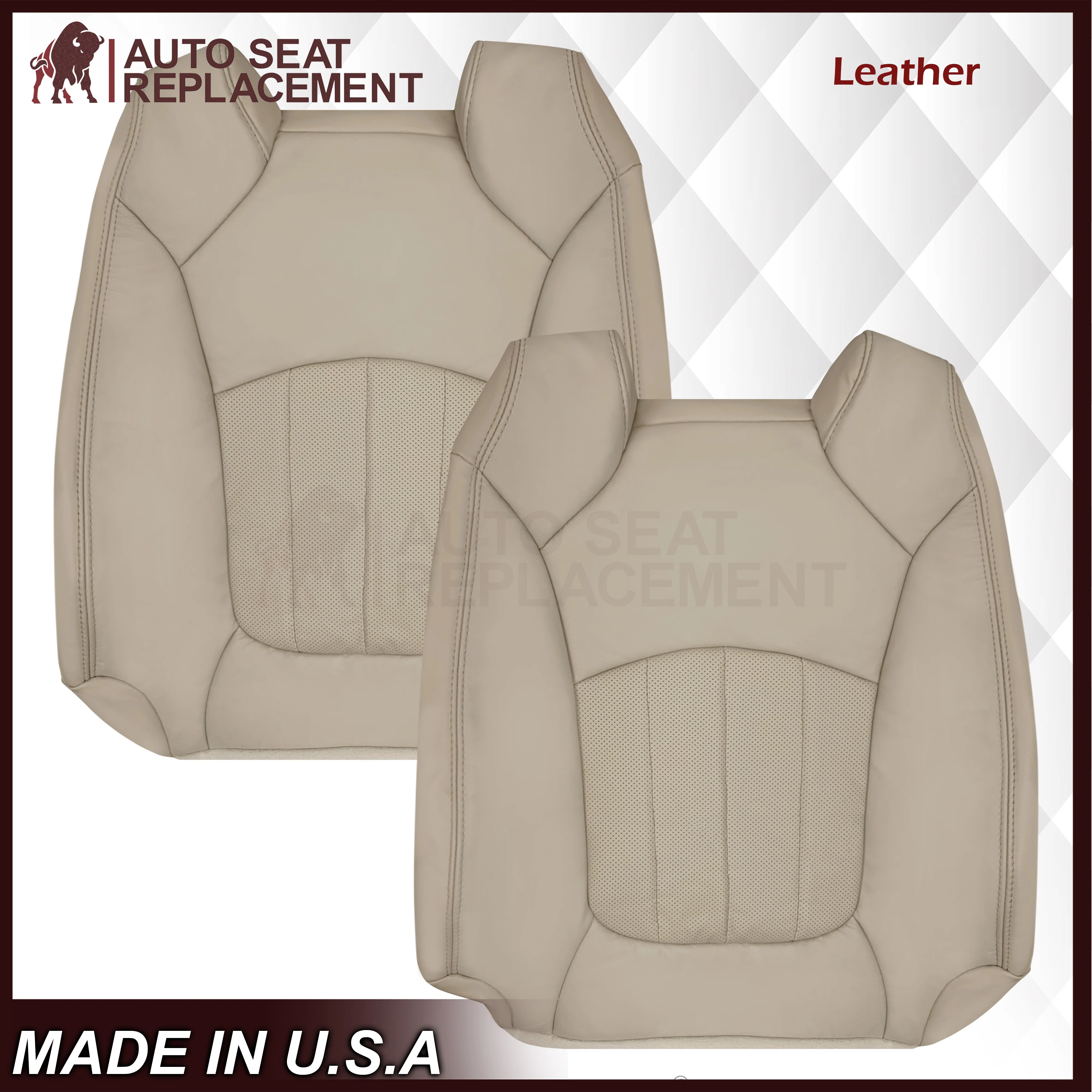 2007-2012 GMC Acadia Denali/SLT Replacement Leather/Syn. Leather Seat Cover: Tan, Perforated - Image 19
