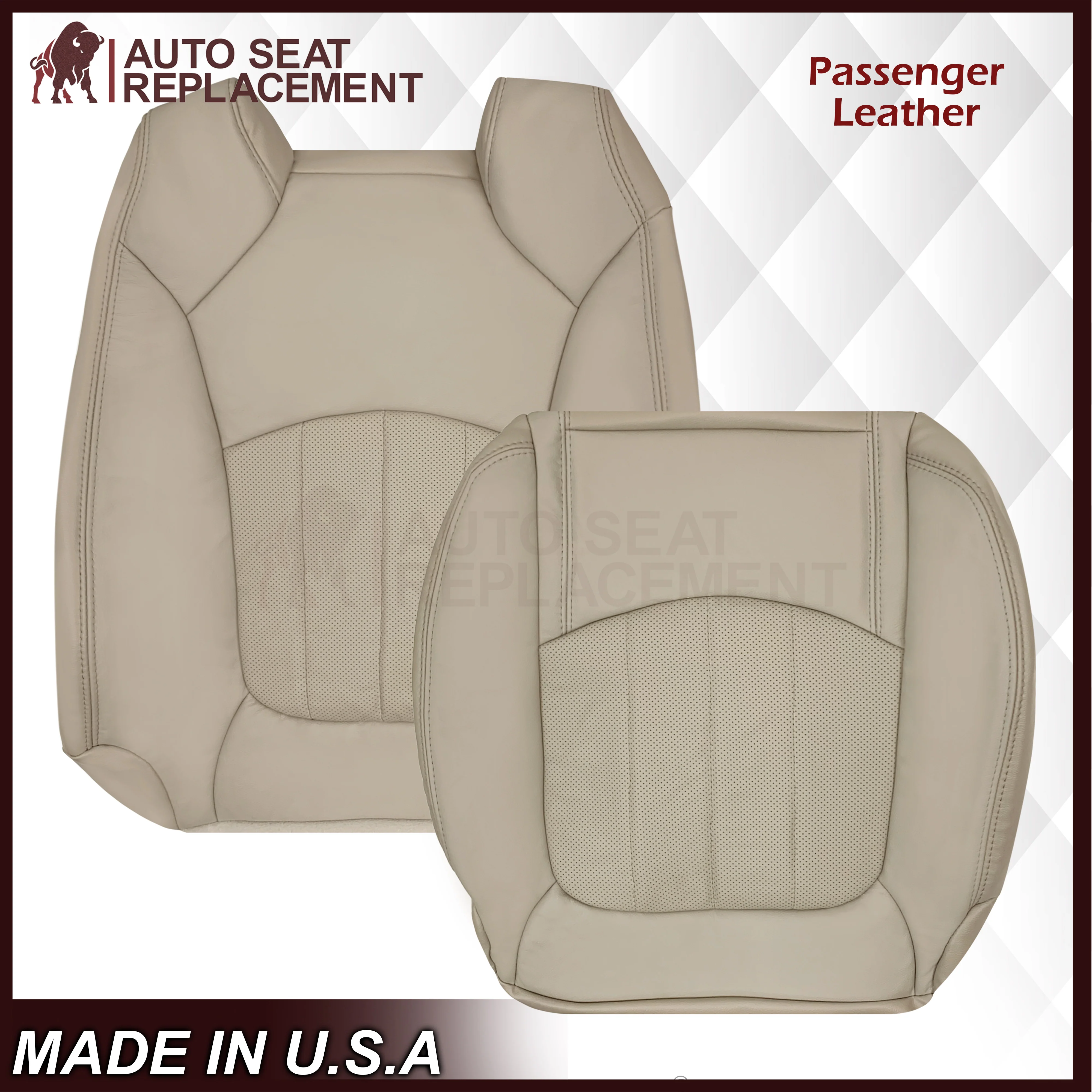 2007-2012 GMC Acadia Denali/SLT Replacement Leather/Syn. Leather Seat Cover: Tan, Perforated - Image 27