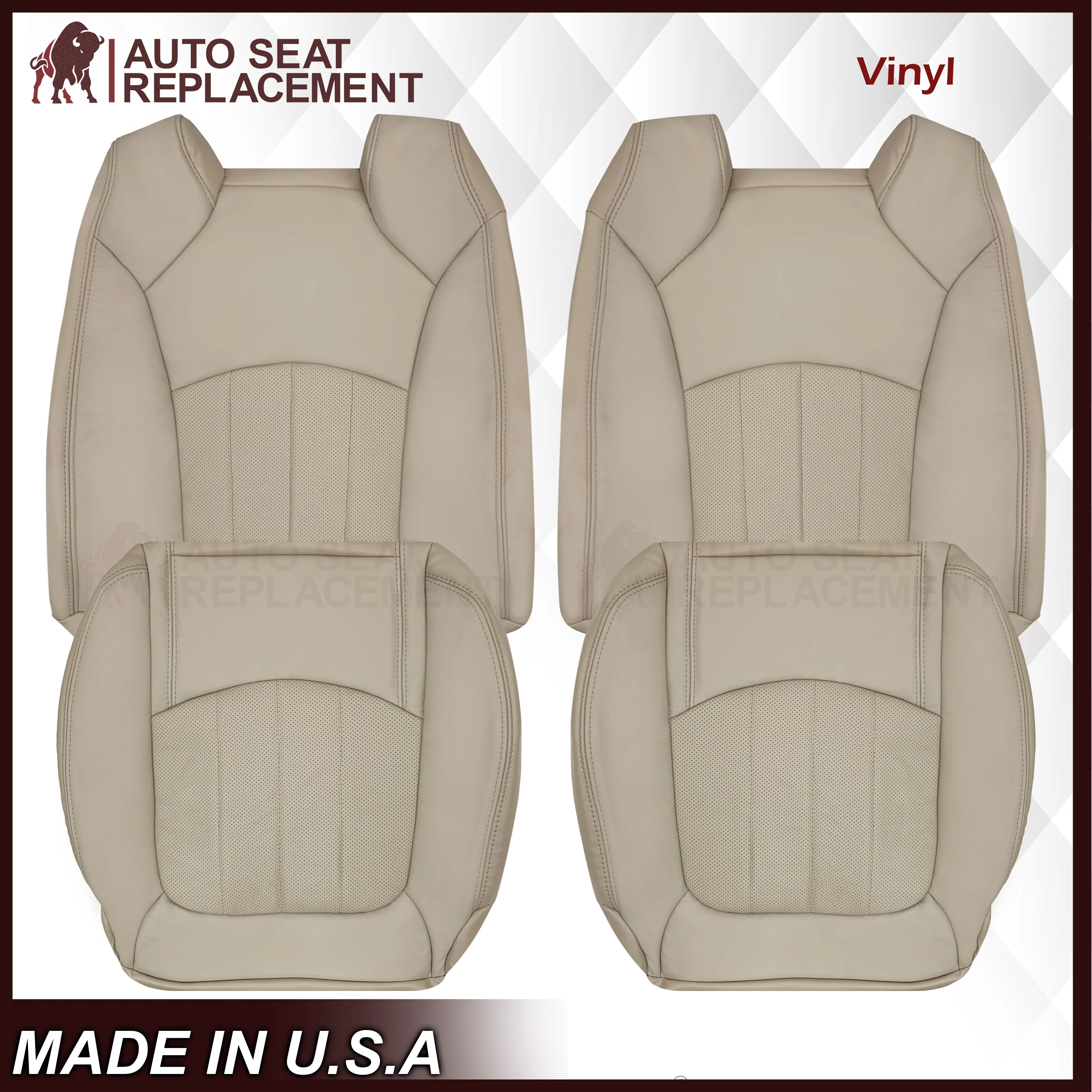 2007-2012 GMC Acadia Denali/SLT Replacement Leather/Syn. Leather Seat Cover: Tan, Perforated - Image 29