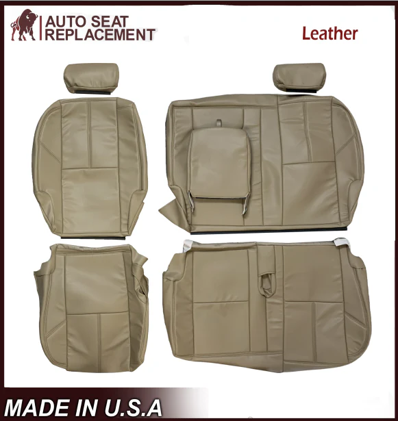 2007-2014 Chevy Silverado Front, Second and Third Row Seat Covers In Tan: Choose From Variation - Image 47
