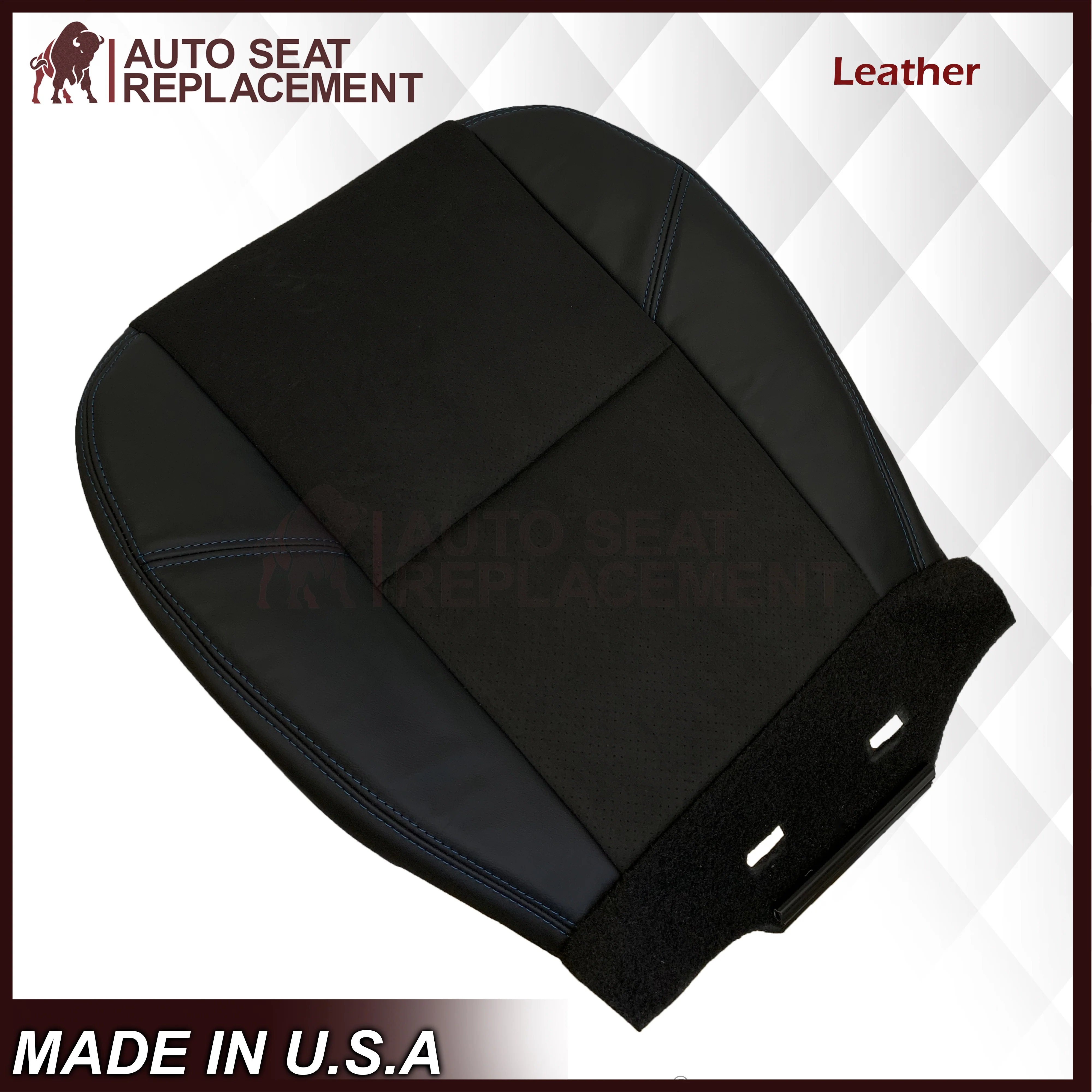 2007-2014 Chevy Tahoe Suburban Silverado CUSTOM Genuine Leather Or Synthetic Leather With Suede Perforated Insert Seat Cover in Black: Choose From Variation - Image 9