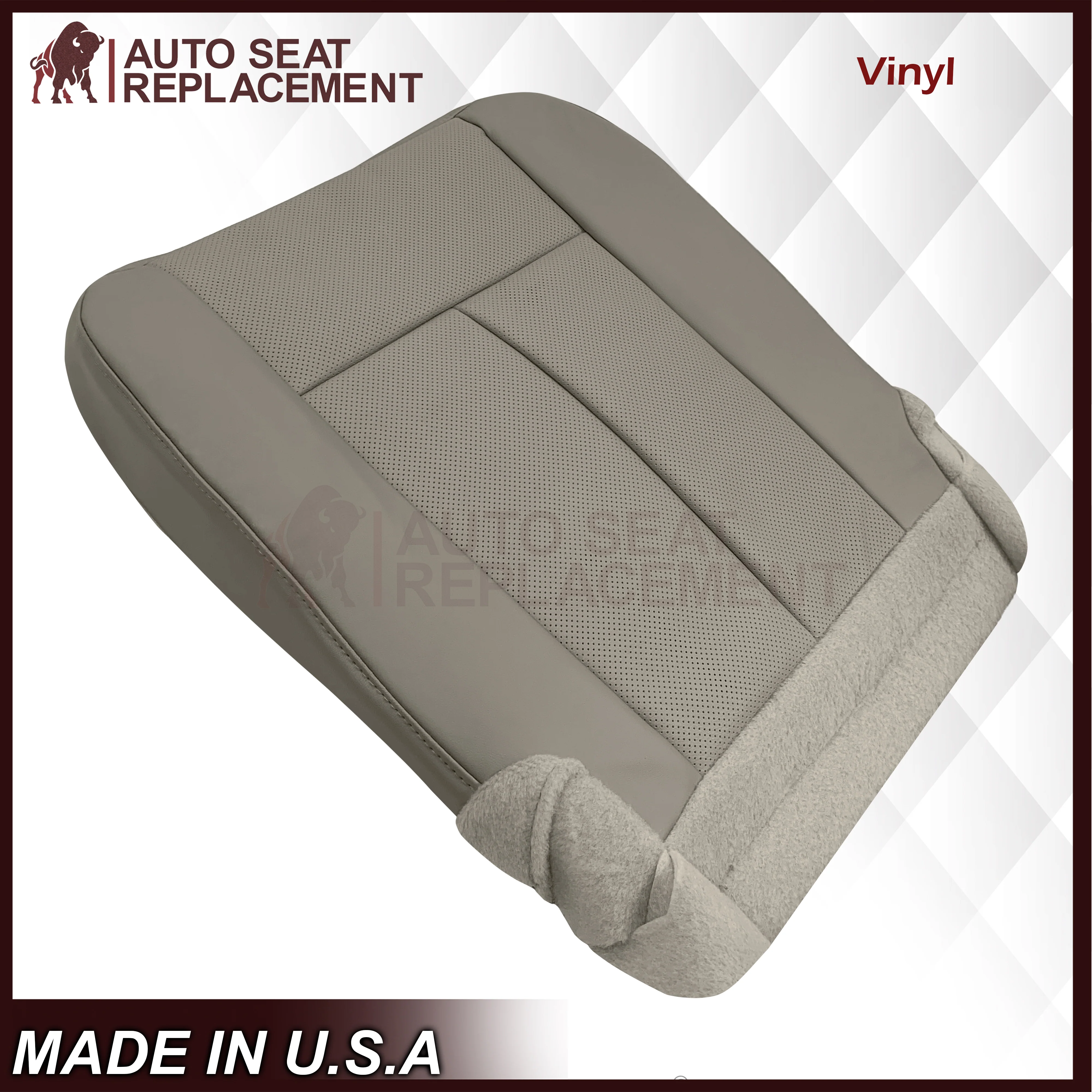 2007-2014 Ford Expedition Eddie Bauer/XLT PERFORATED Leather Replacement Seat Cover in Gray - Image 13