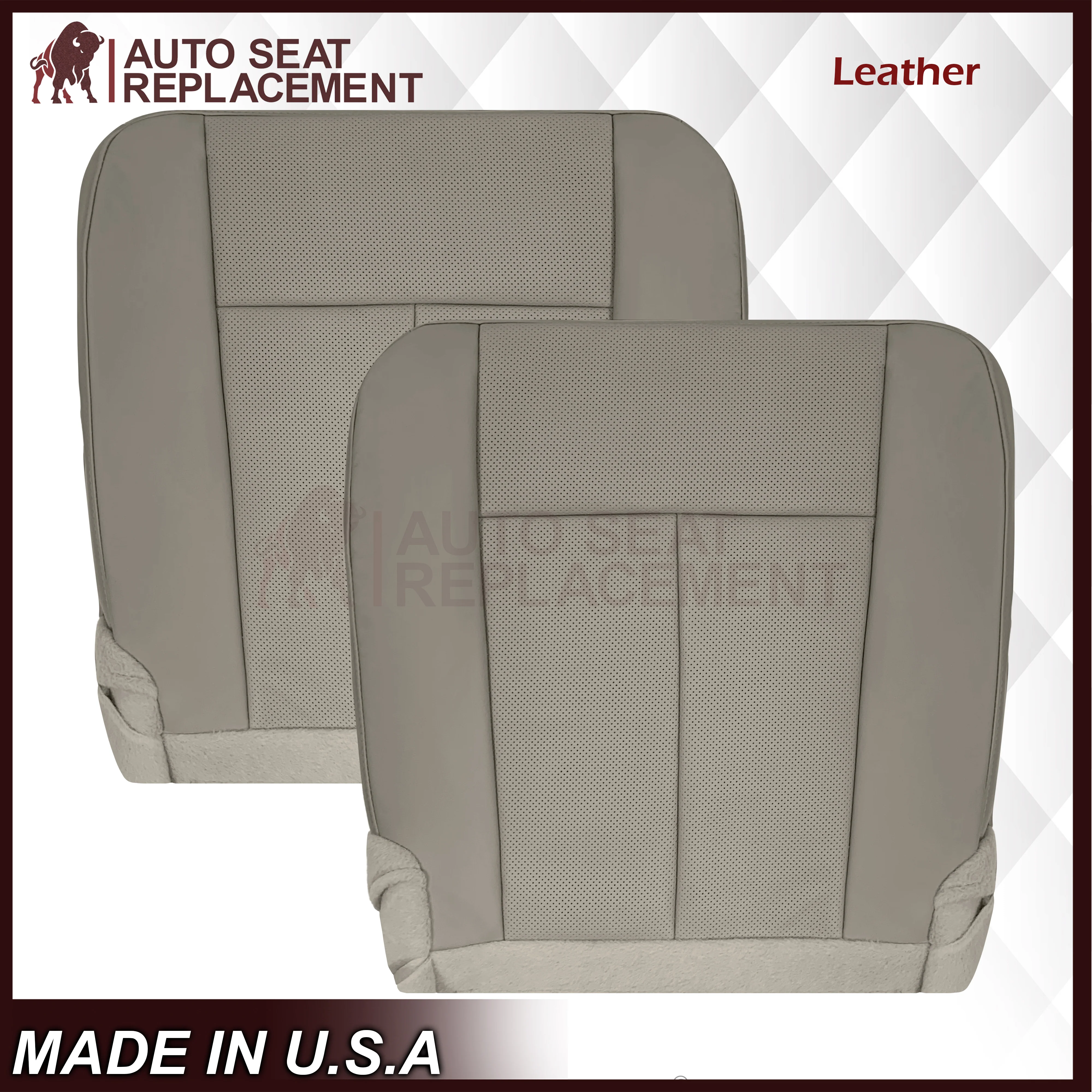 2007-2014 Ford Expedition Eddie Bauer/XLT PERFORATED Leather Replacement Seat Cover in Gray - Image 15