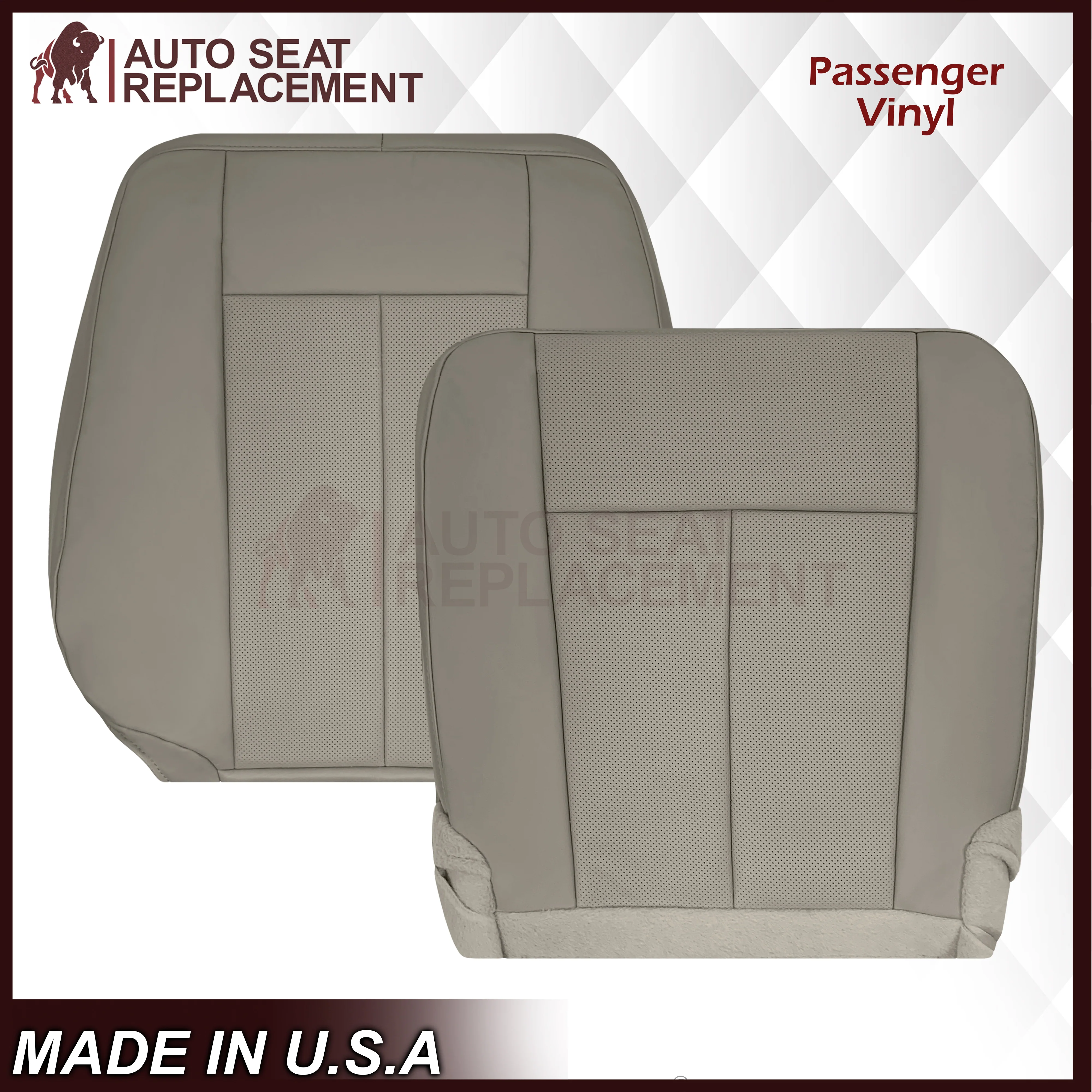 2007-2014 Ford Expedition Eddie Bauer/XLT PERFORATED Leather Replacement Seat Cover in Gray - Image 22
