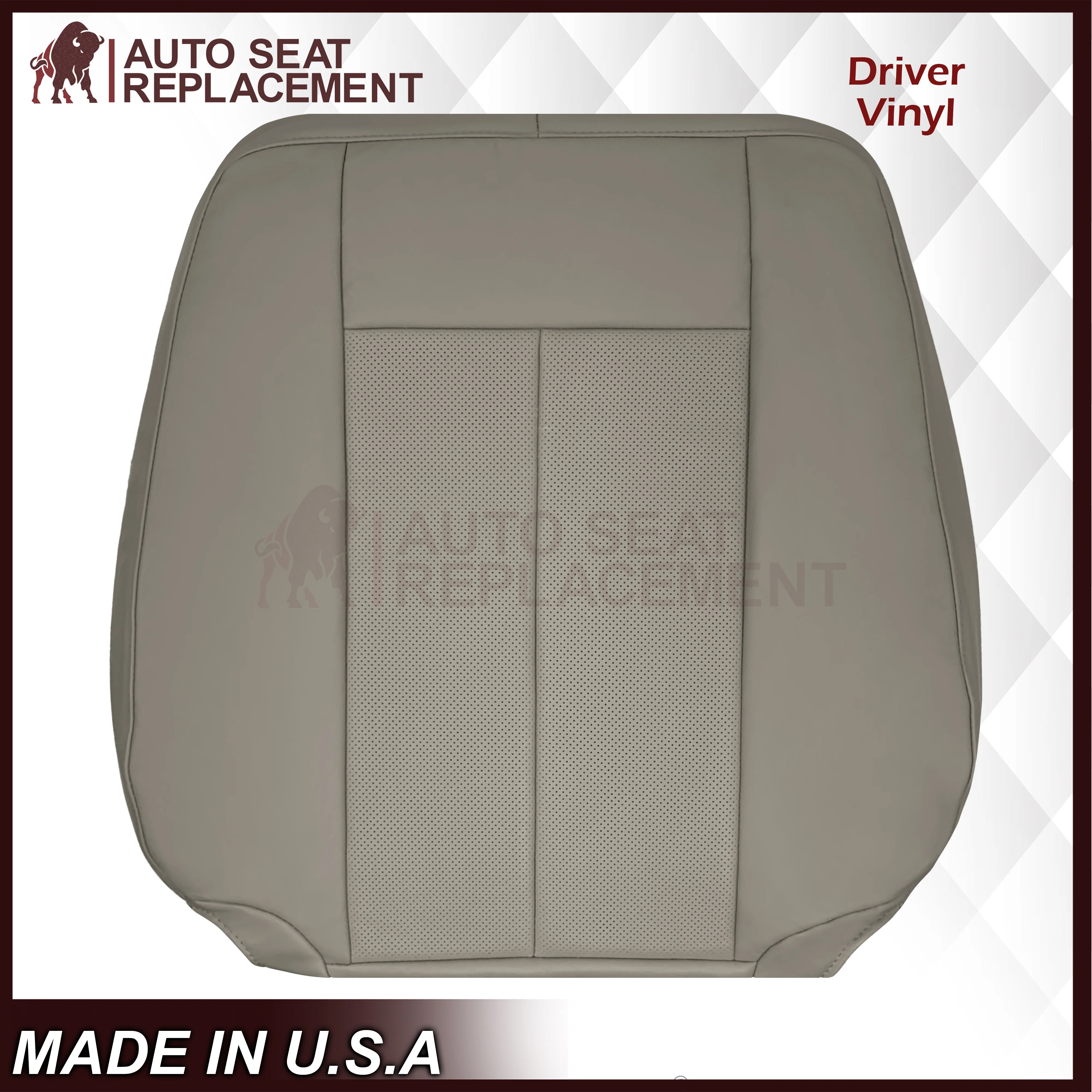2007-2014 Ford Expedition Eddie Bauer/XLT PERFORATED Leather Replacement Seat Cover in Gray - Image 26