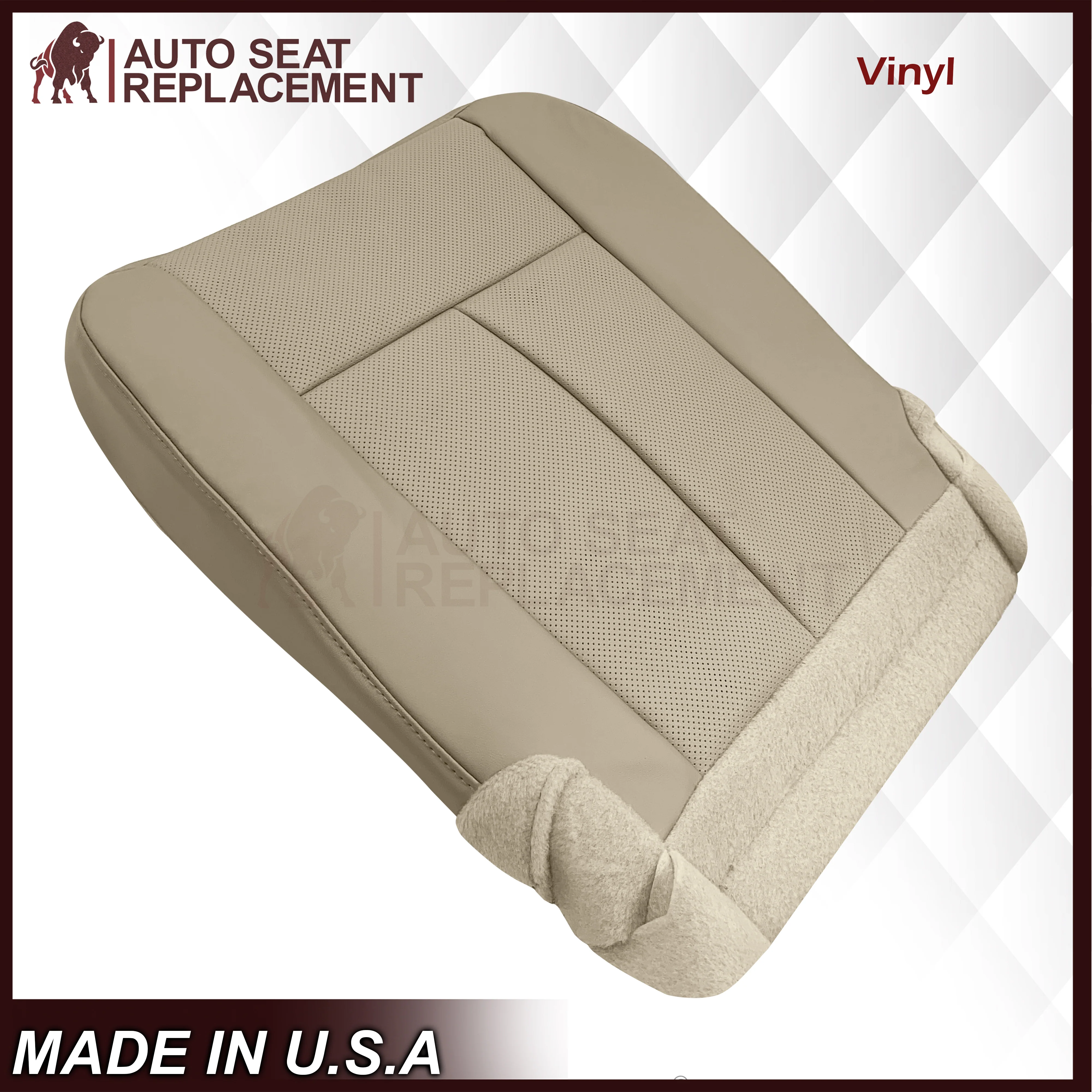 2007-2014 Ford Expedition Eddie Bauer/XLT Replacement Perforated Genuine Leather/Syn. Leather Seat Cover In Tan - Image 15