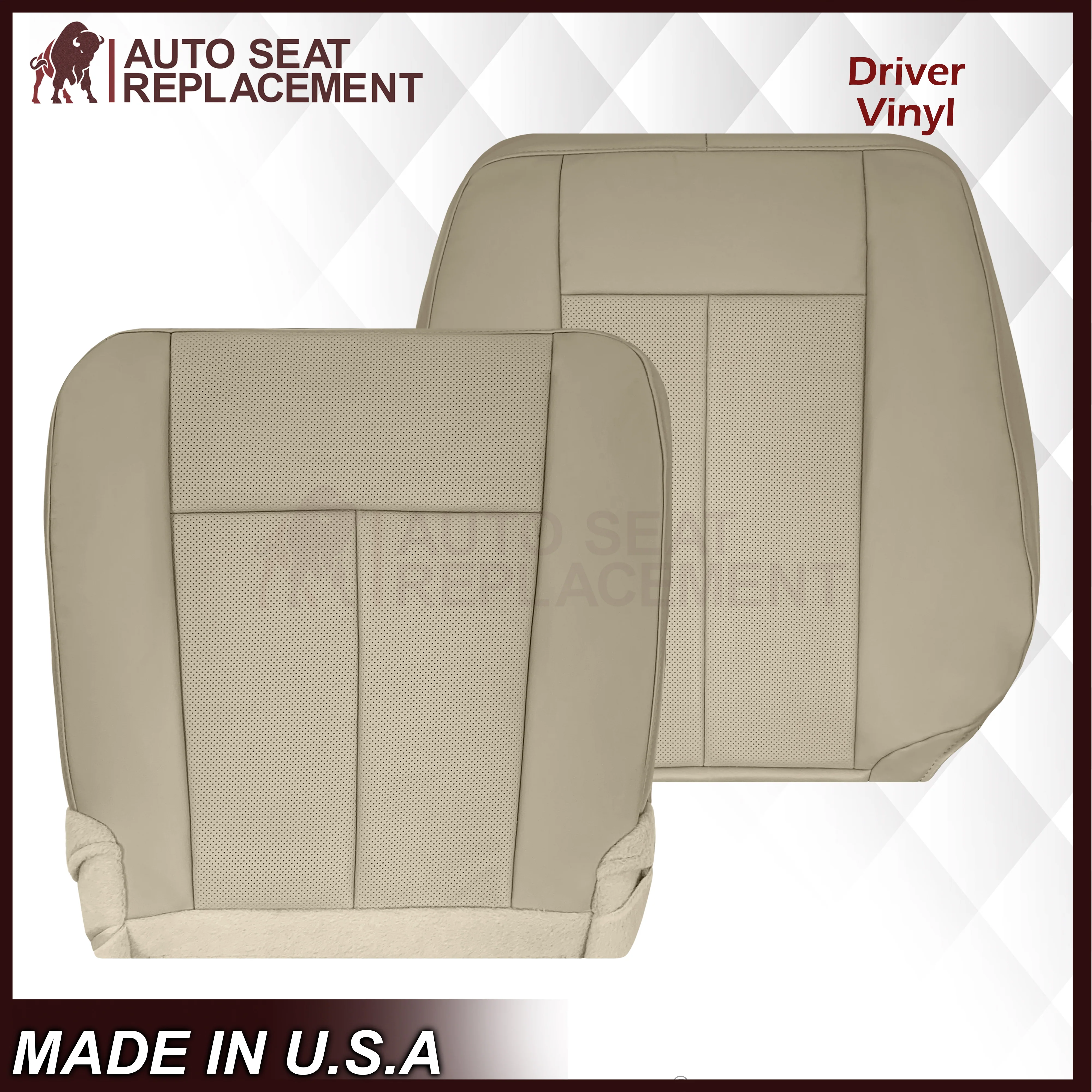 2007-2014 Ford Expedition Eddie Bauer/XLT Replacement Perforated Genuine Leather/Syn. Leather Seat Cover In Tan - Image 20