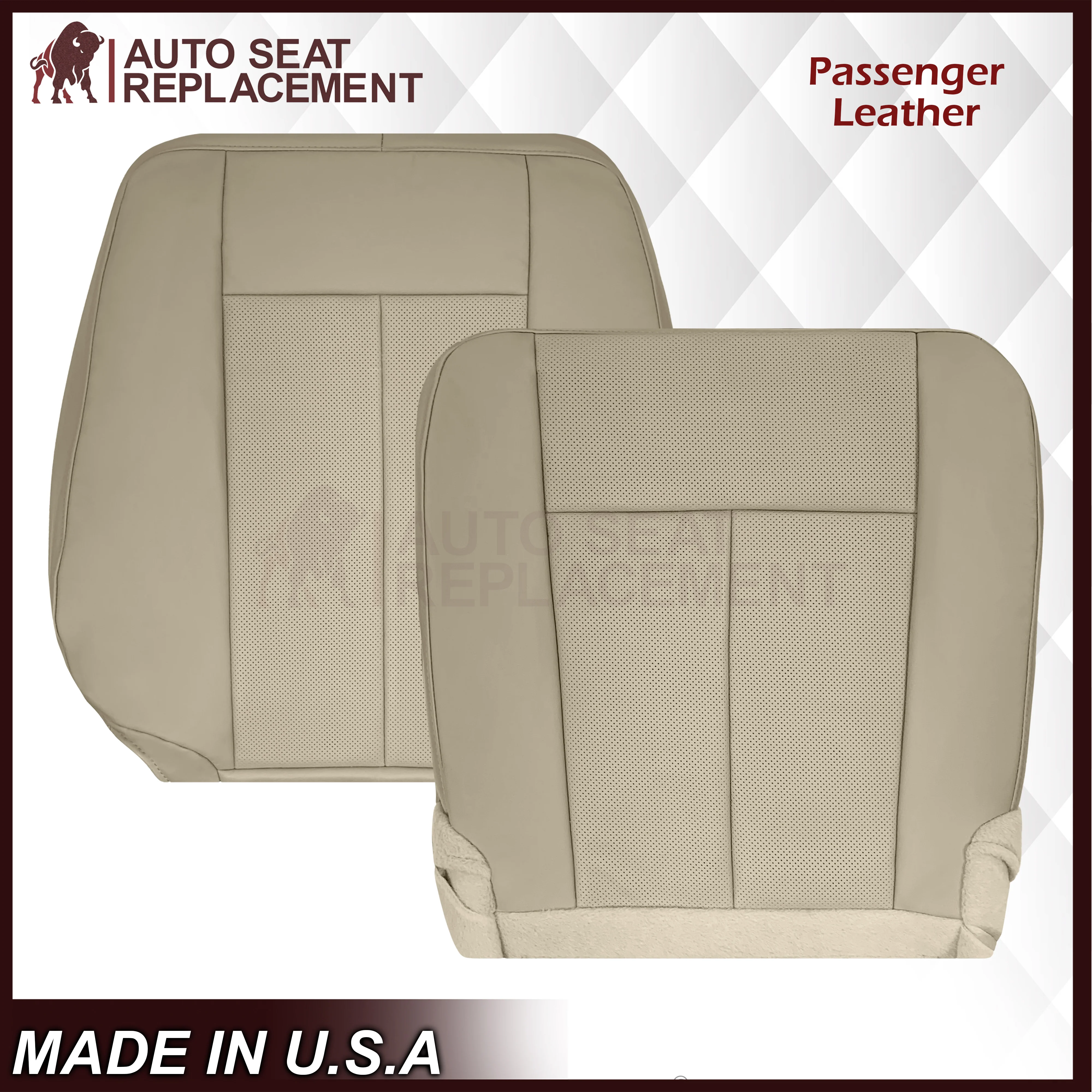 2007-2014 Ford Expedition Eddie Bauer/XLT Replacement Perforated Genuine Leather/Syn. Leather Seat Cover In Tan - Image 21