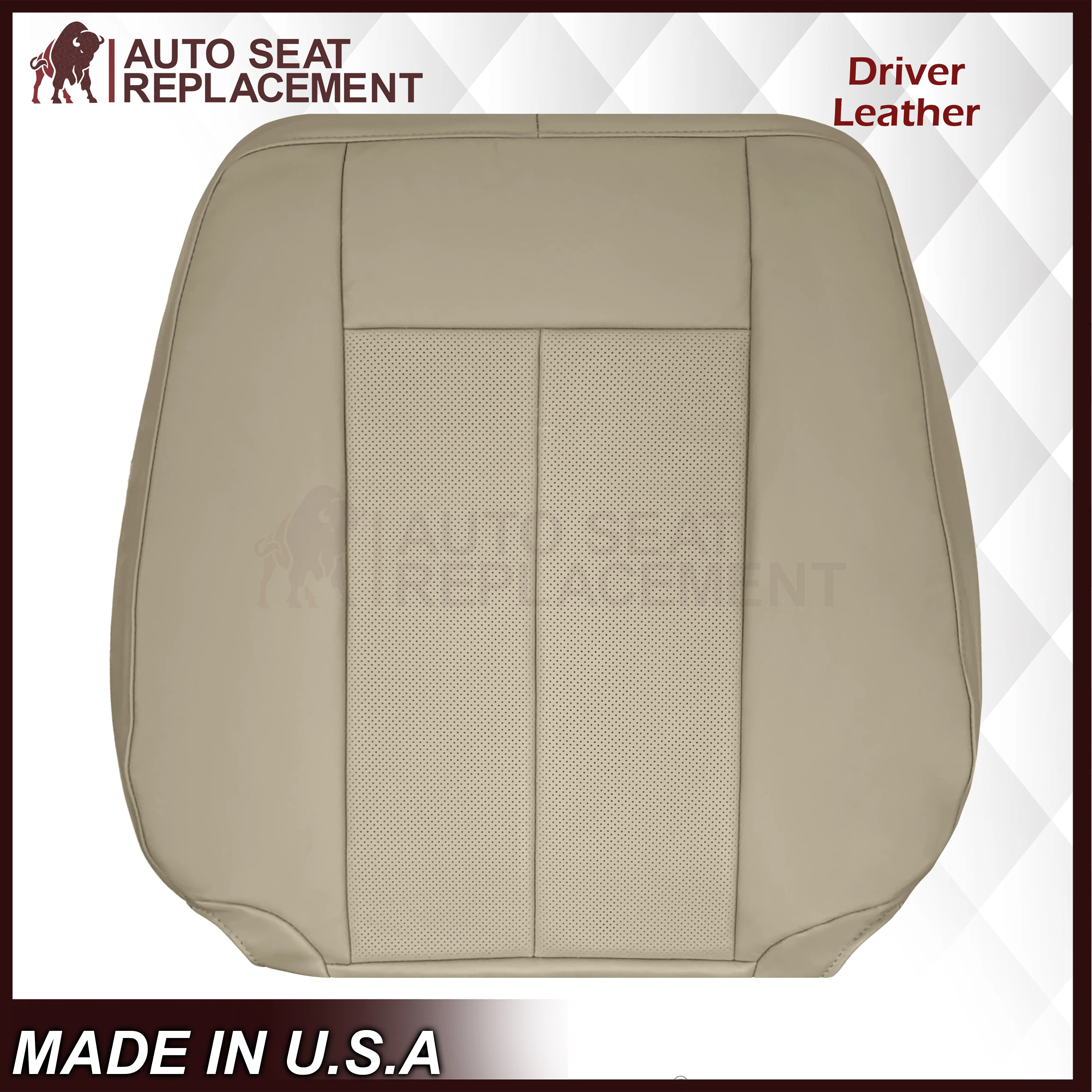 2007-2014 Ford Expedition Eddie Bauer/XLT Replacement Perforated Genuine Leather/Syn. Leather Seat Cover In Tan - Image 24