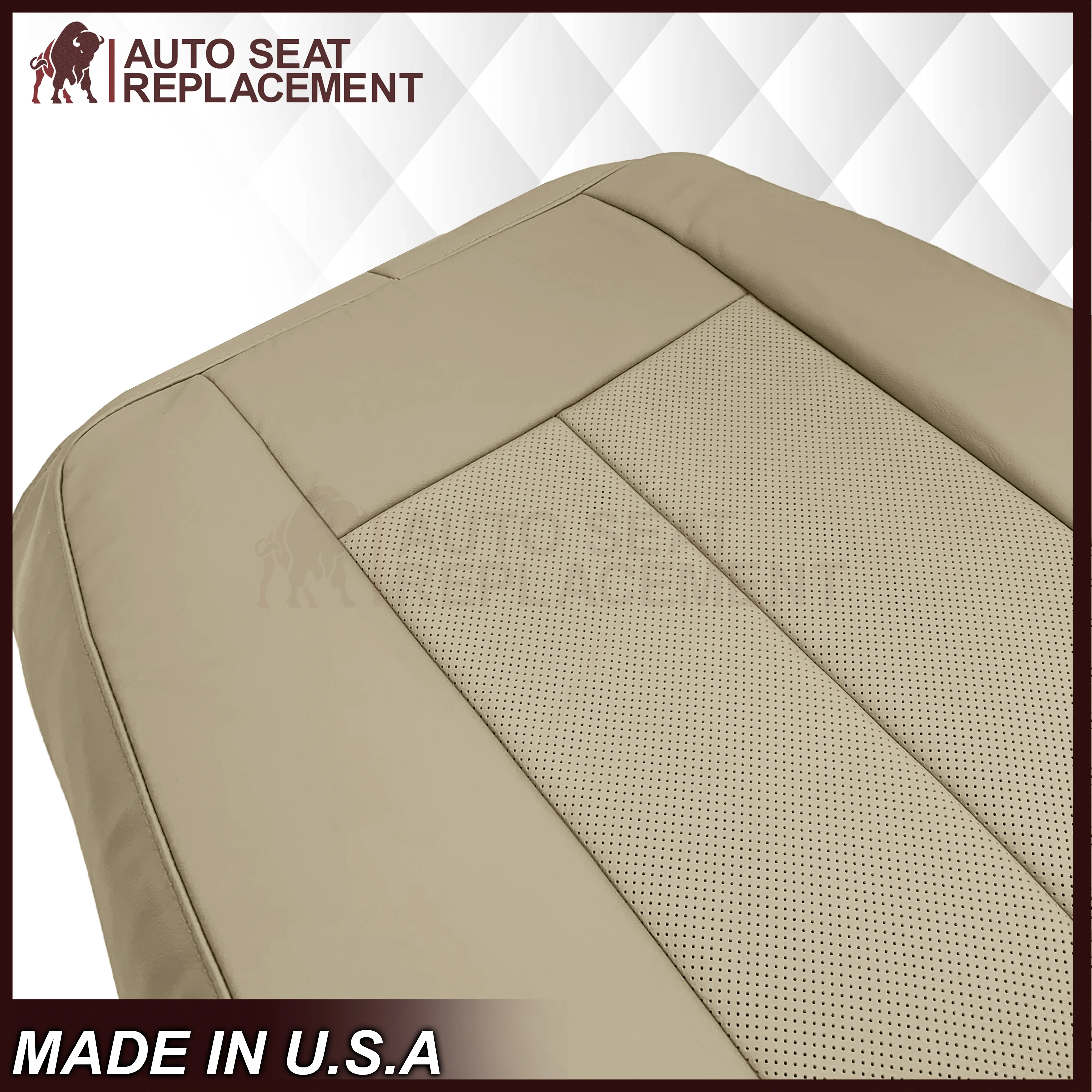 2007-2014 Ford Expedition Eddie Bauer/XLT Replacement Perforated Genuine Leather/Syn. Leather Seat Cover In Tan - Image 8