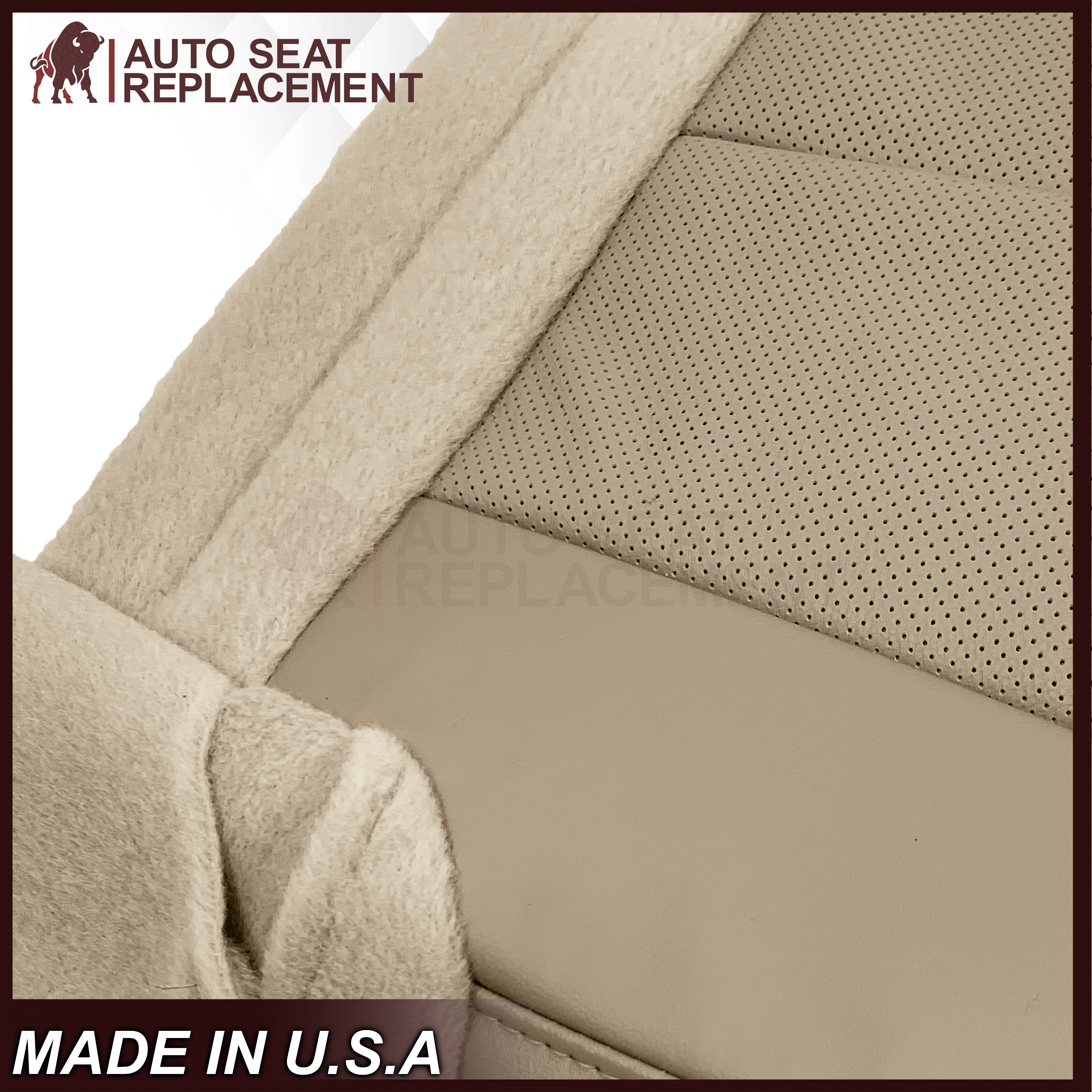 2007-2014 Ford Expedition Eddie Bauer/XLT Replacement Perforated Genuine Leather/Syn. Leather Seat Cover In Tan - Image 9