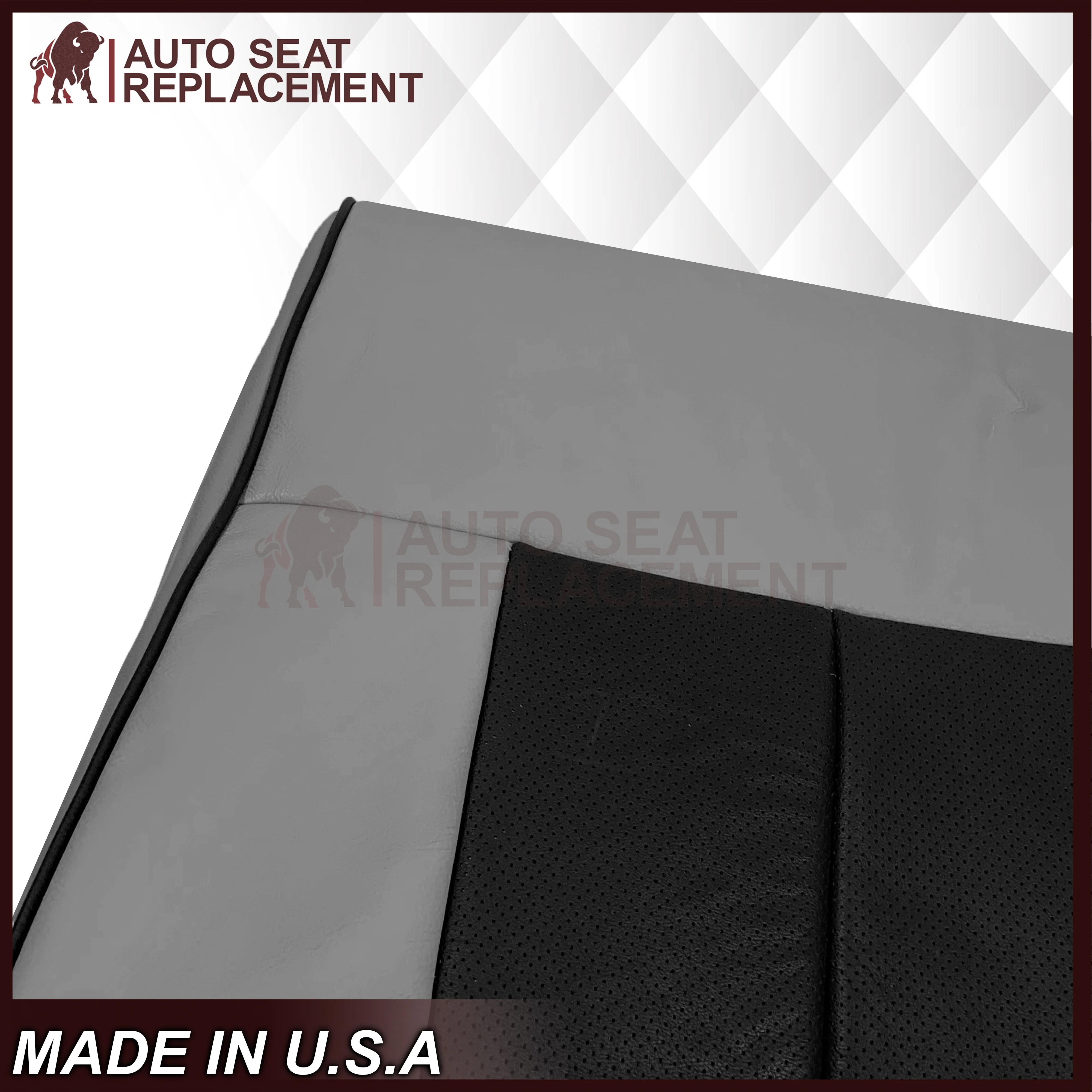 2007 - 2014 Lincoln Navigator Bottom Seat Cover in 2 Tone Gray & Black Leather or Vinyl - Image 22