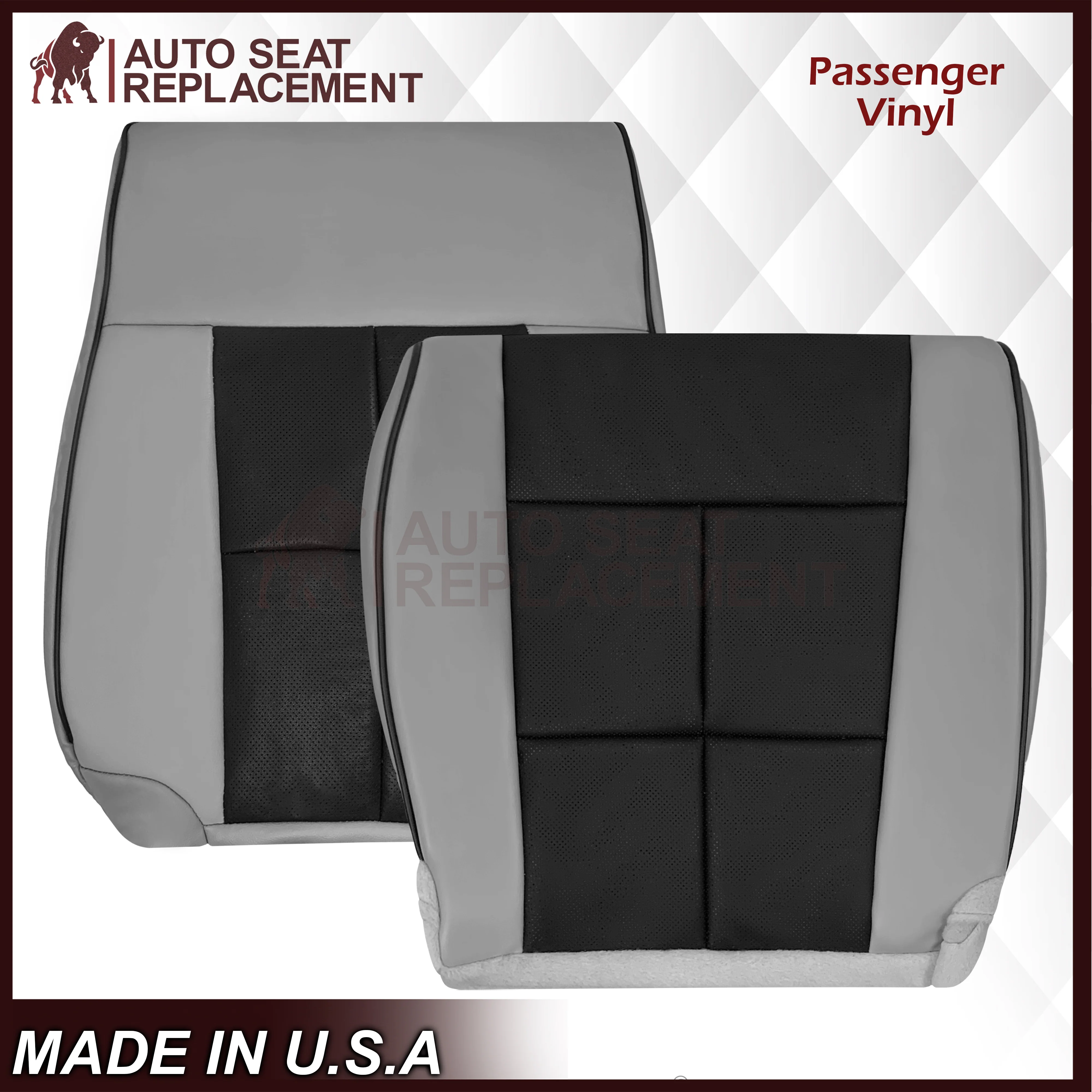 2007 - 2014 Lincoln Navigator Bottom Seat Cover in 2 Tone Gray & Black Leather or Vinyl - Image 32