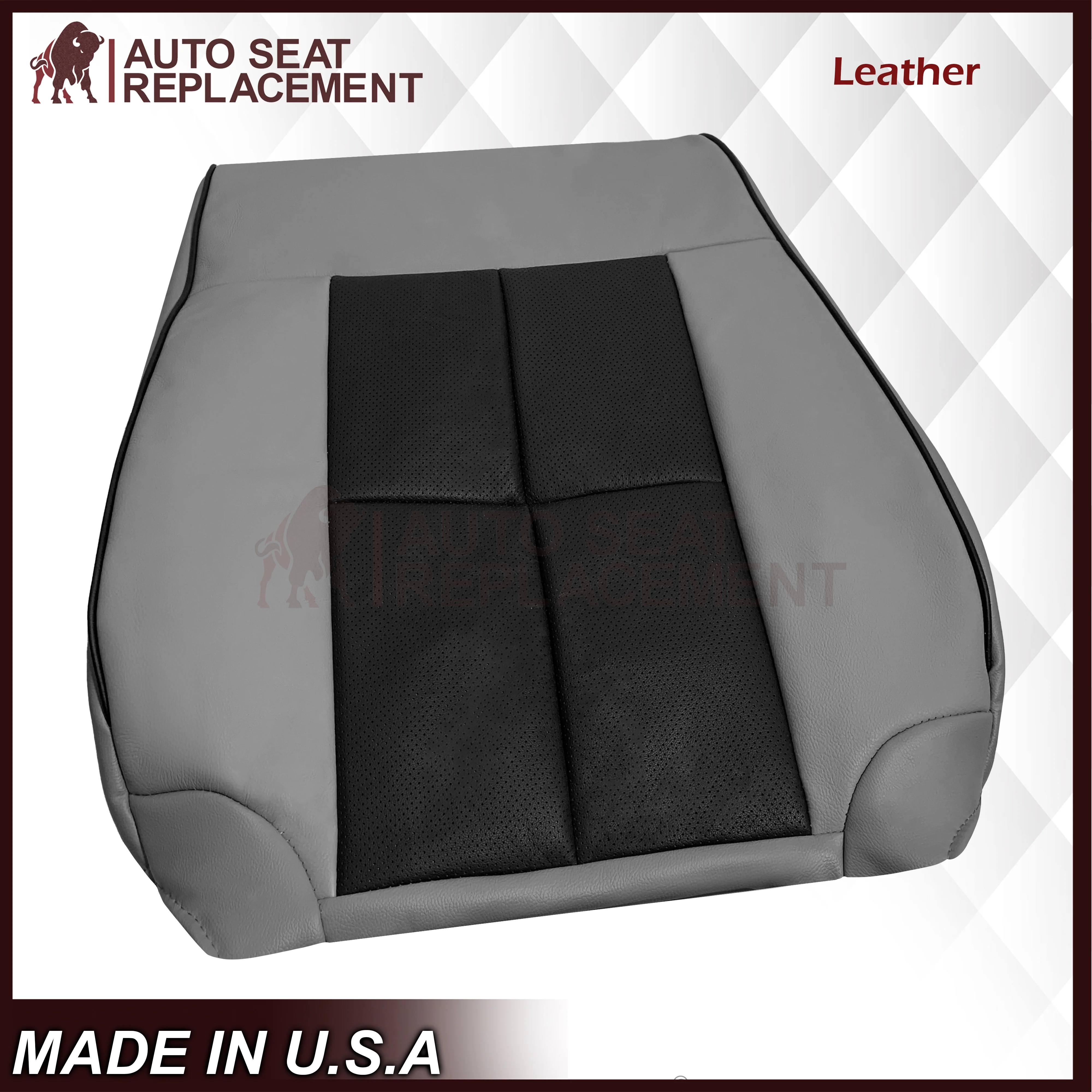 2007 - 2014 Lincoln Navigator Bottom Seat Cover in 2 Tone Gray & Black Leather or Vinyl - Image 34
