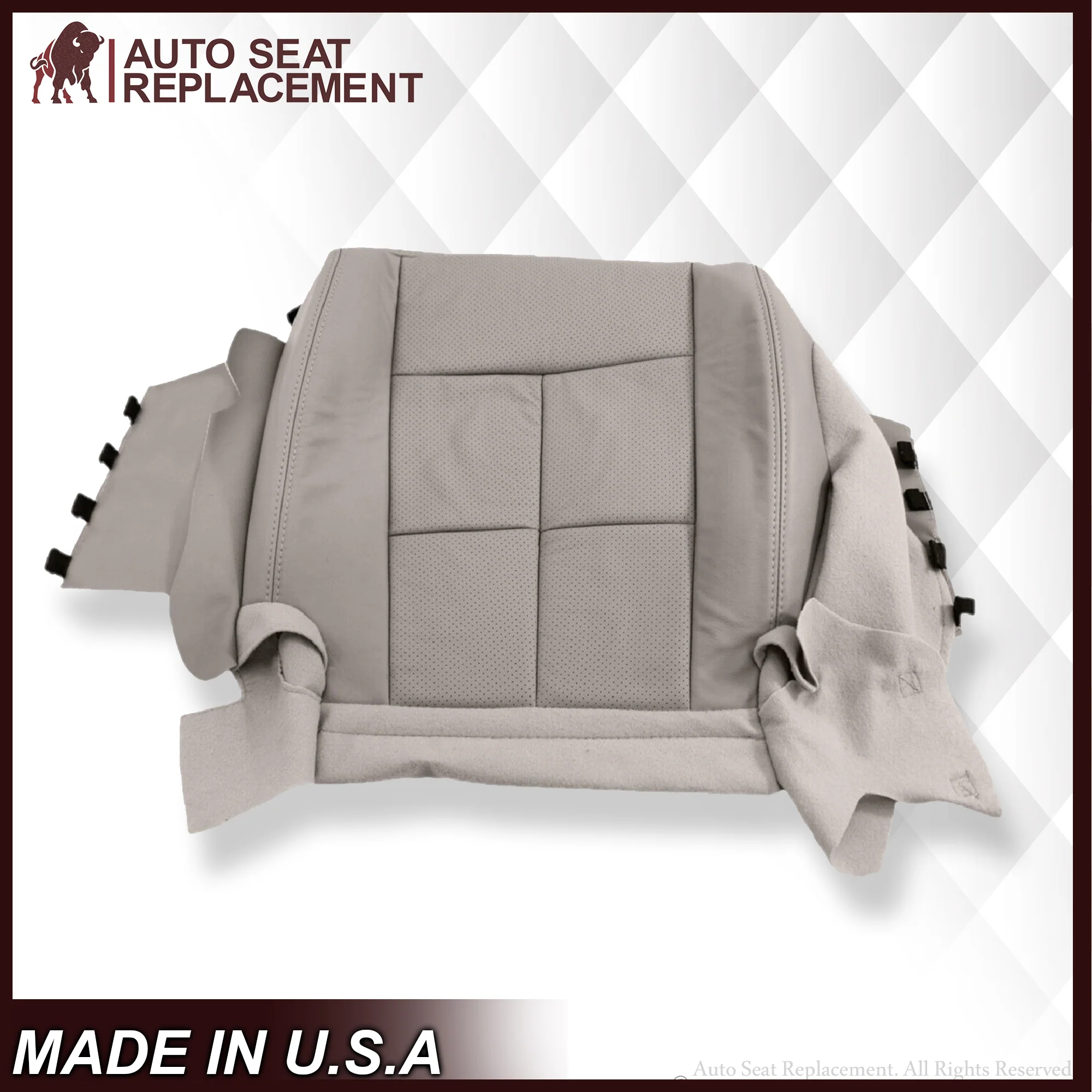 2007 - 2014 Lincoln Navigator Bottom Seat Cover in Medium Light Stone Gray Leather or Vinyl - Image 5