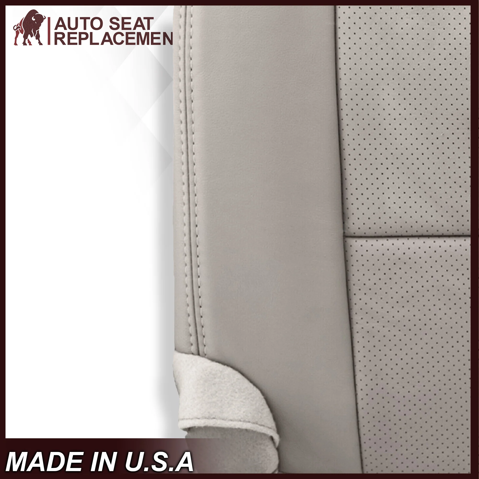 2007 - 2014 Lincoln Navigator Bottom Seat Cover in Medium Light Stone Gray Leather or Vinyl - Image 7