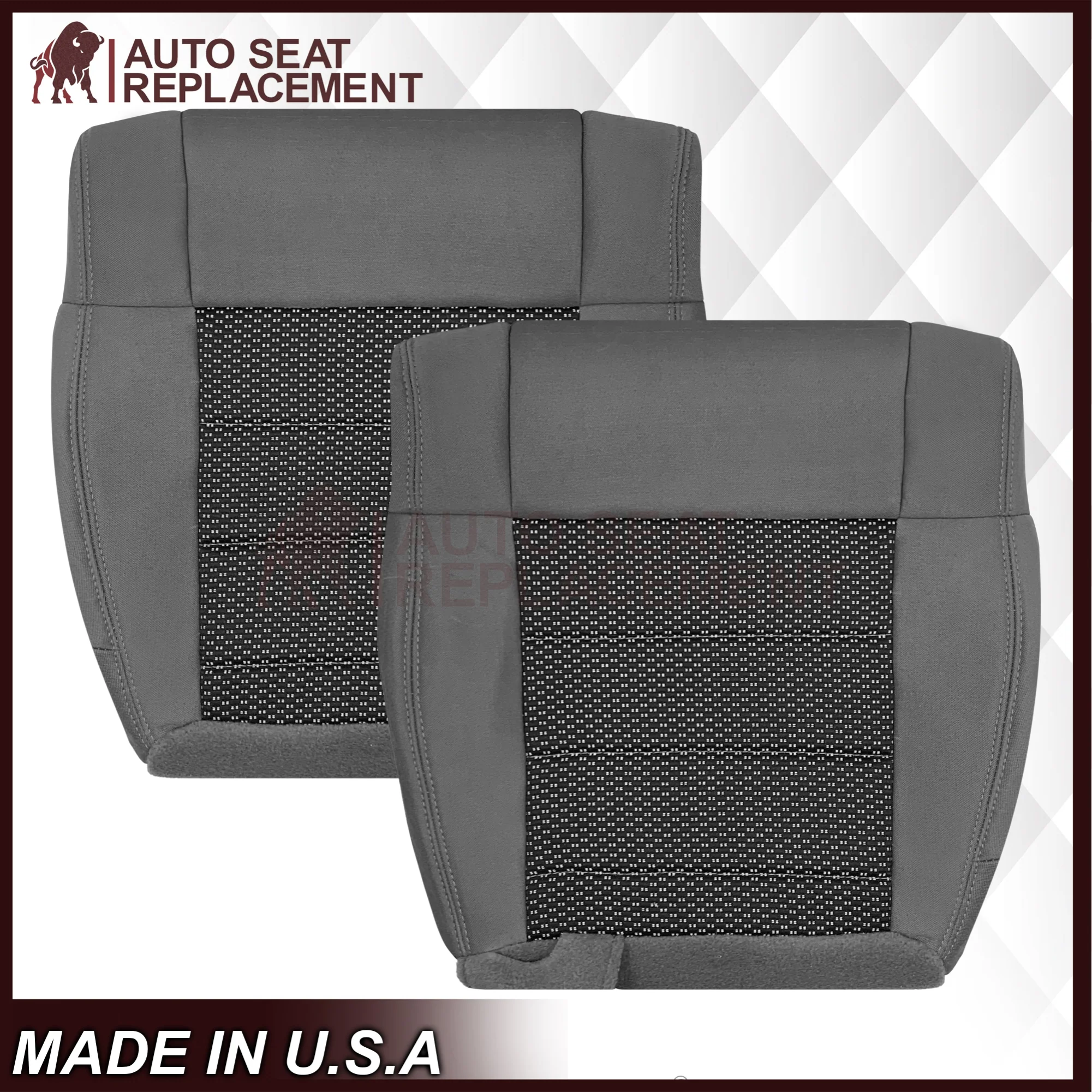 2008-2010 Jeep Wrangler X Replacement Driver or Passenger Side Cloth Seat Cover: 2-Tone Gray - Image 6