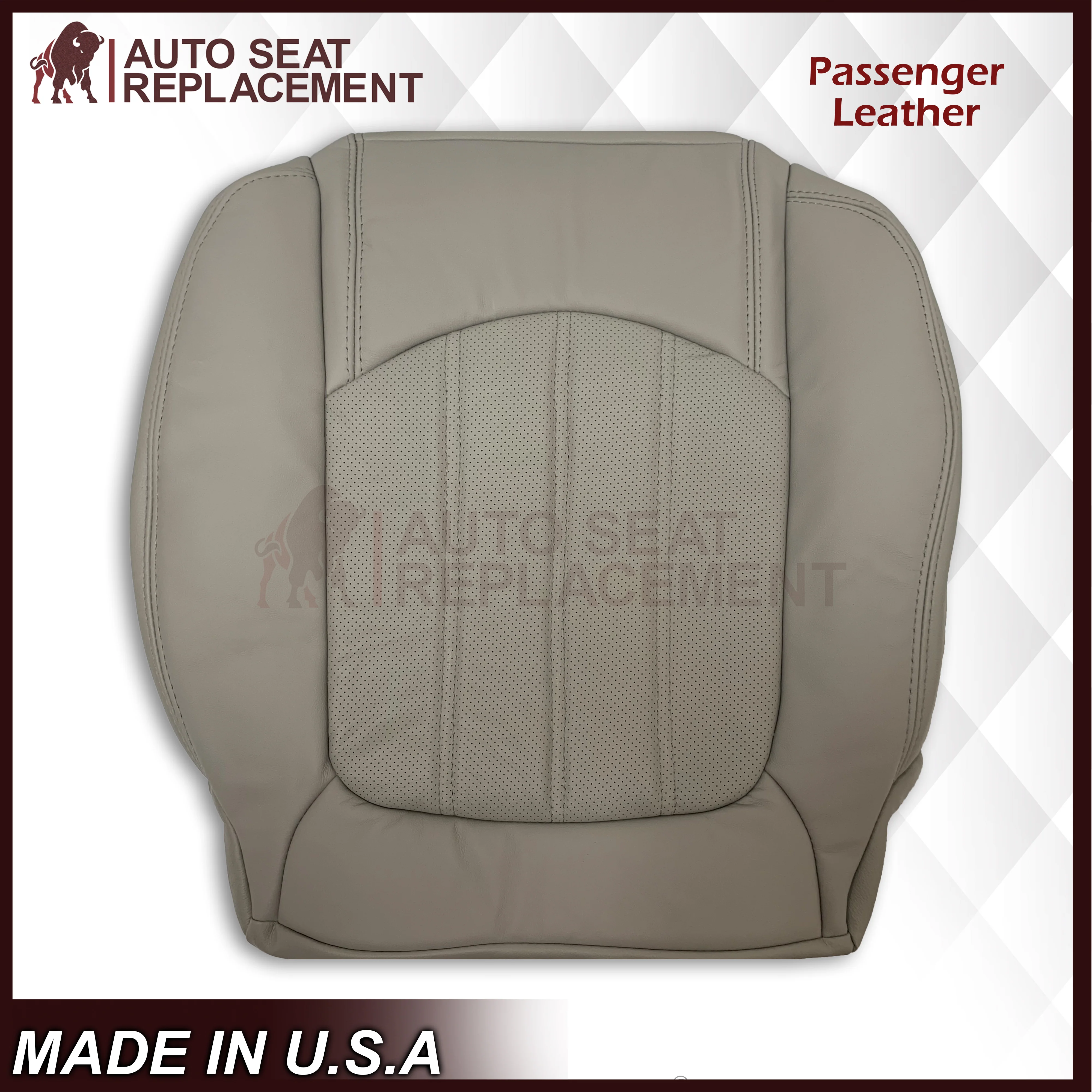 2008-2012 Buick Enclave Driver or Passenger Bottom Perforated Seat Cover in Gray: Choose Leather or Vinyl - Image 7