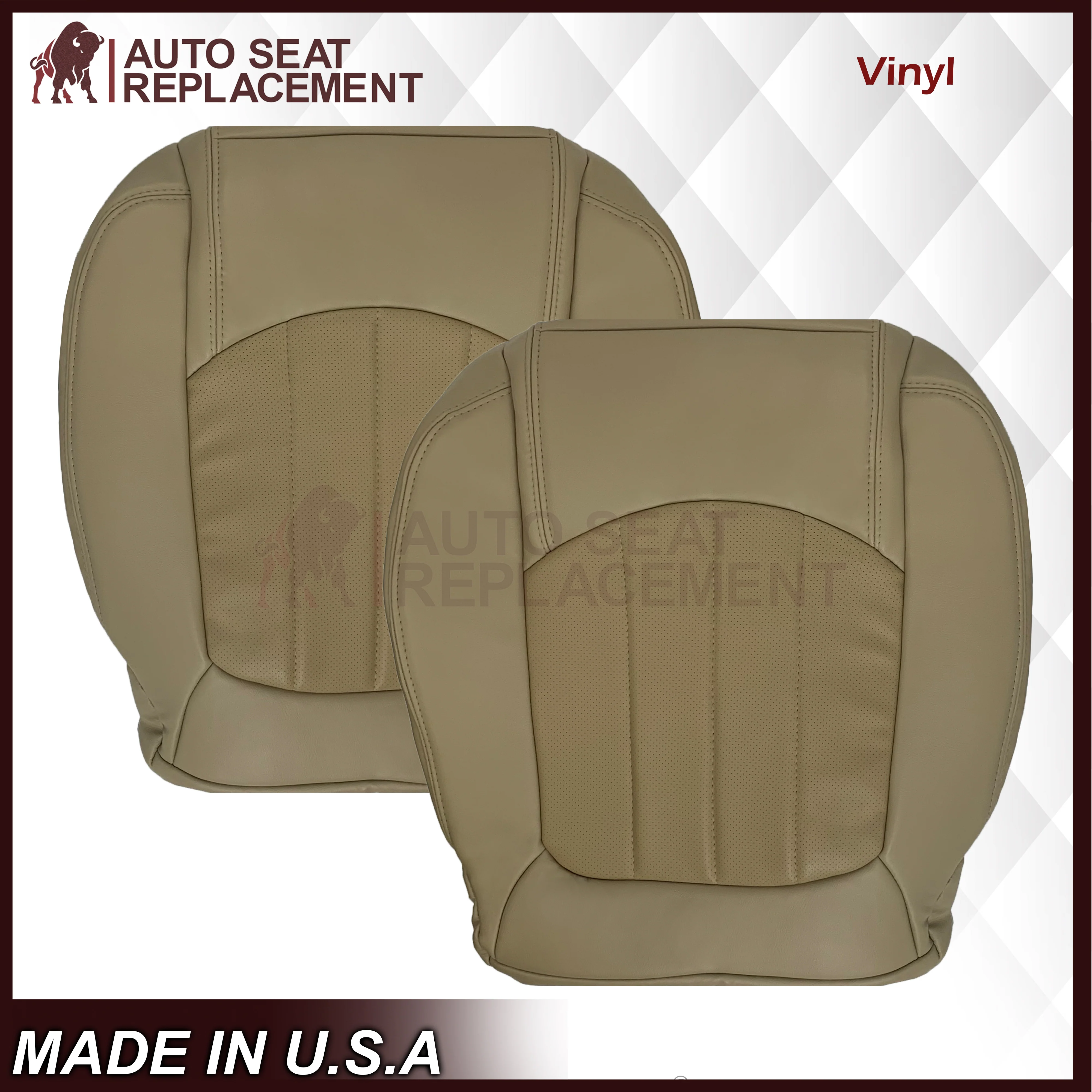 2008 - 2012 Buick Enclave Driver or Passenger Bottom Perforated Seat Cover In Light Cashmere Tan: Choose Leather or Vinyl - Image 9