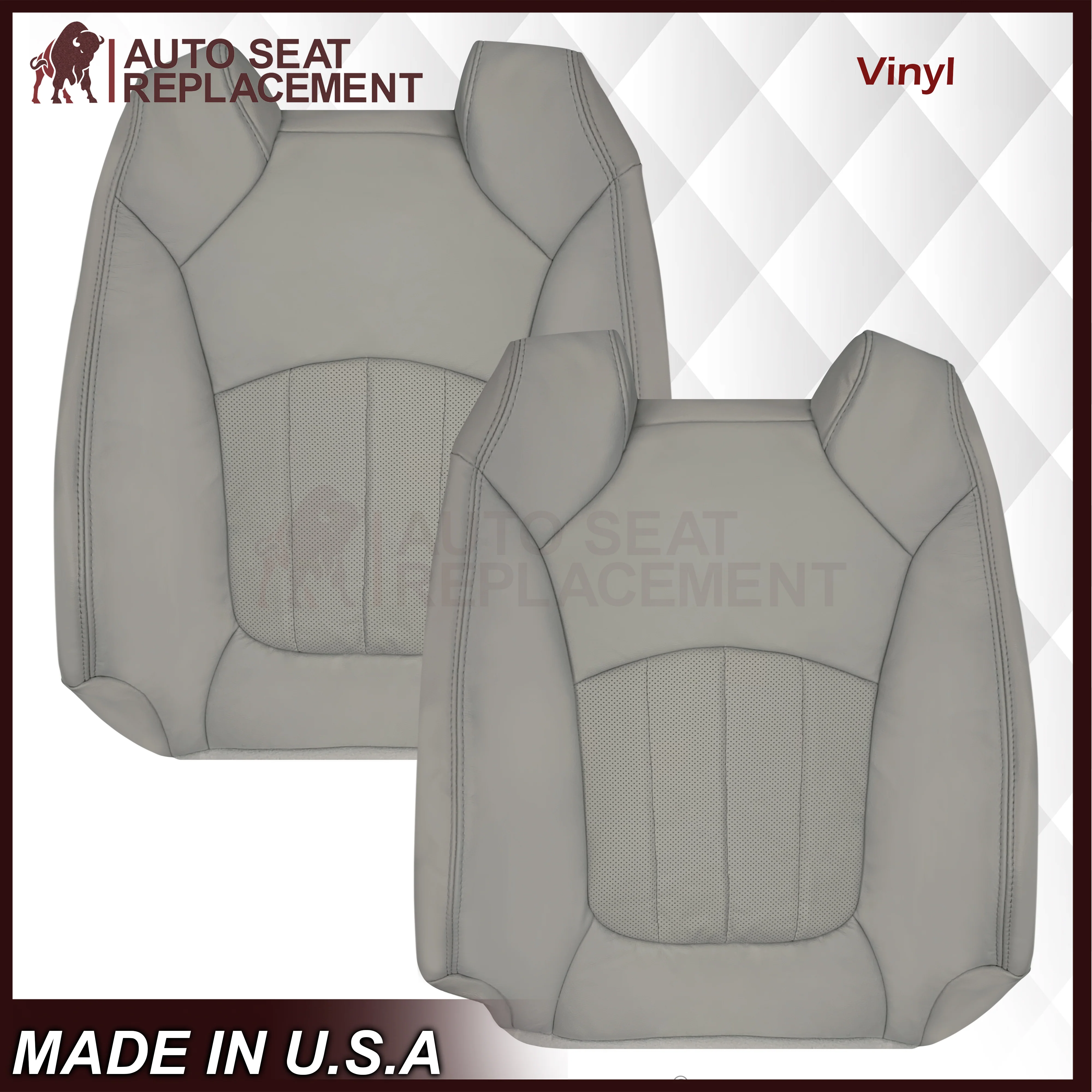 2008-2012 Buick Enclave Perforated Replacement Seat Covers In Gray: Choose Leather or Syn. Leather - Image 16