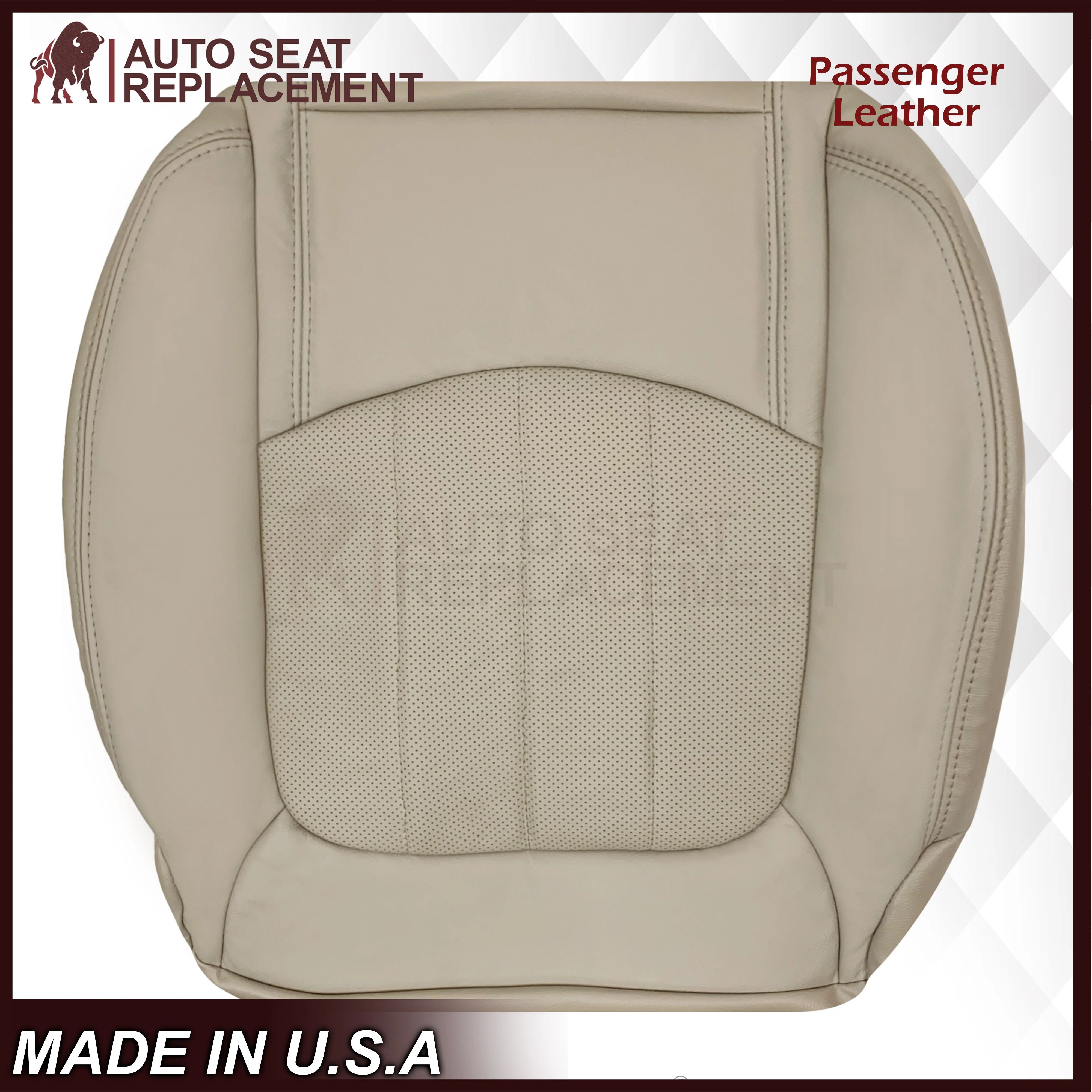 2008-2012 Buick Enclave Perforated Replacement Seat Covers In Tan: Choose Leather or Syn. Leather - Image 10