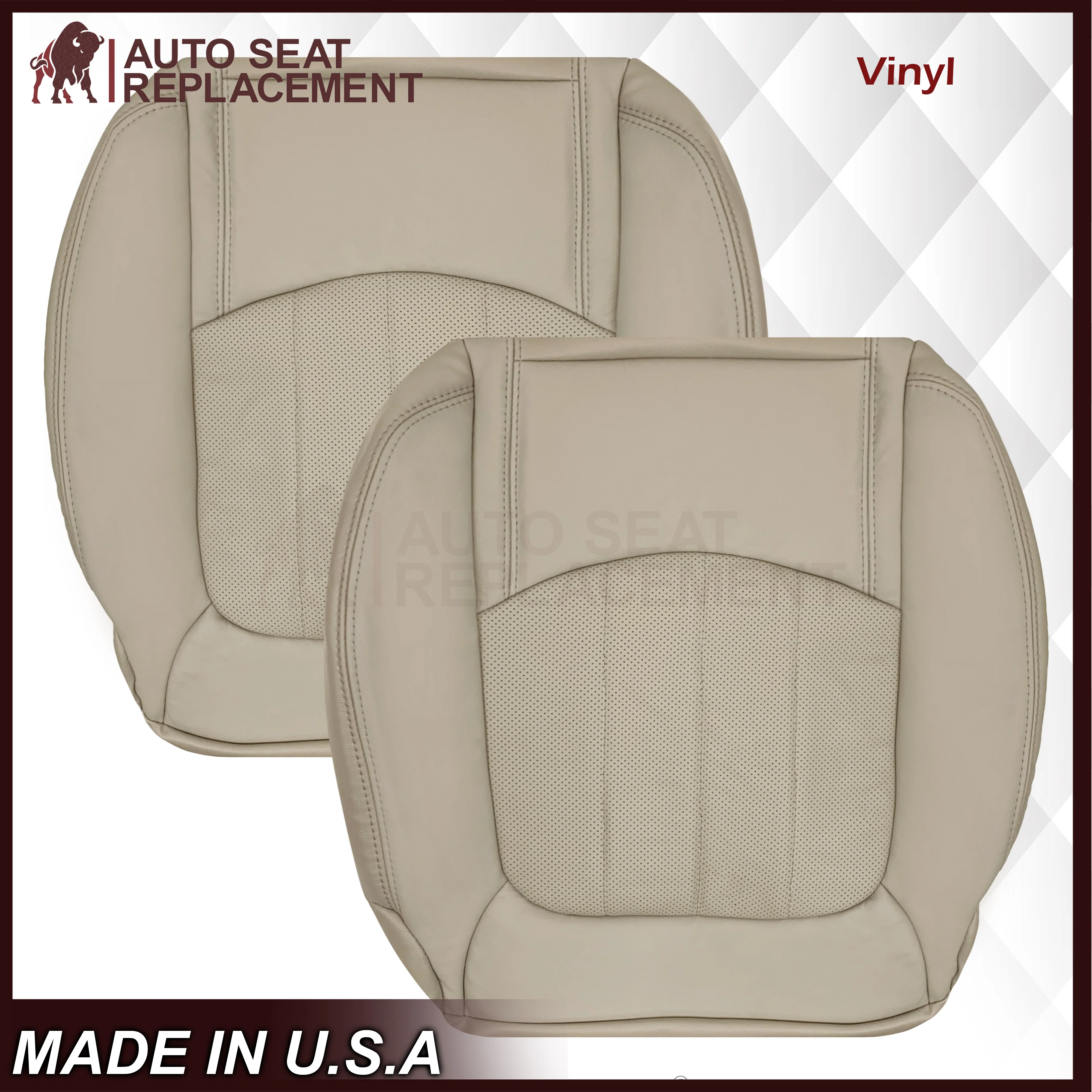 2008-2012 Buick Enclave Perforated Replacement Seat Covers In Tan: Choose Leather or Syn. Leather - Image 14