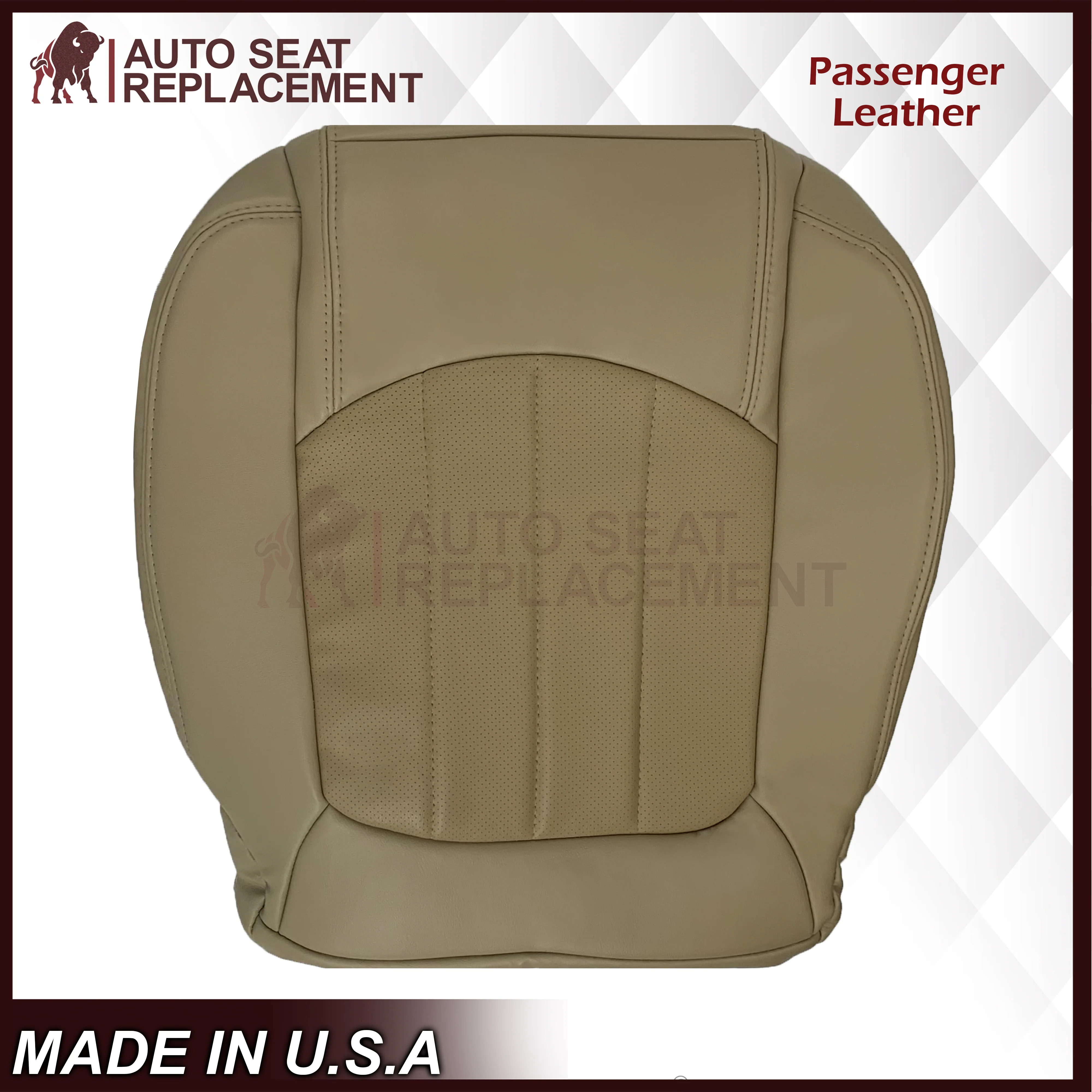 2008 - 2012 GMC Acadia Denali SLT Bottom Genuine Leather OR Synthetic Leather Seat Cover Tan - Image 7