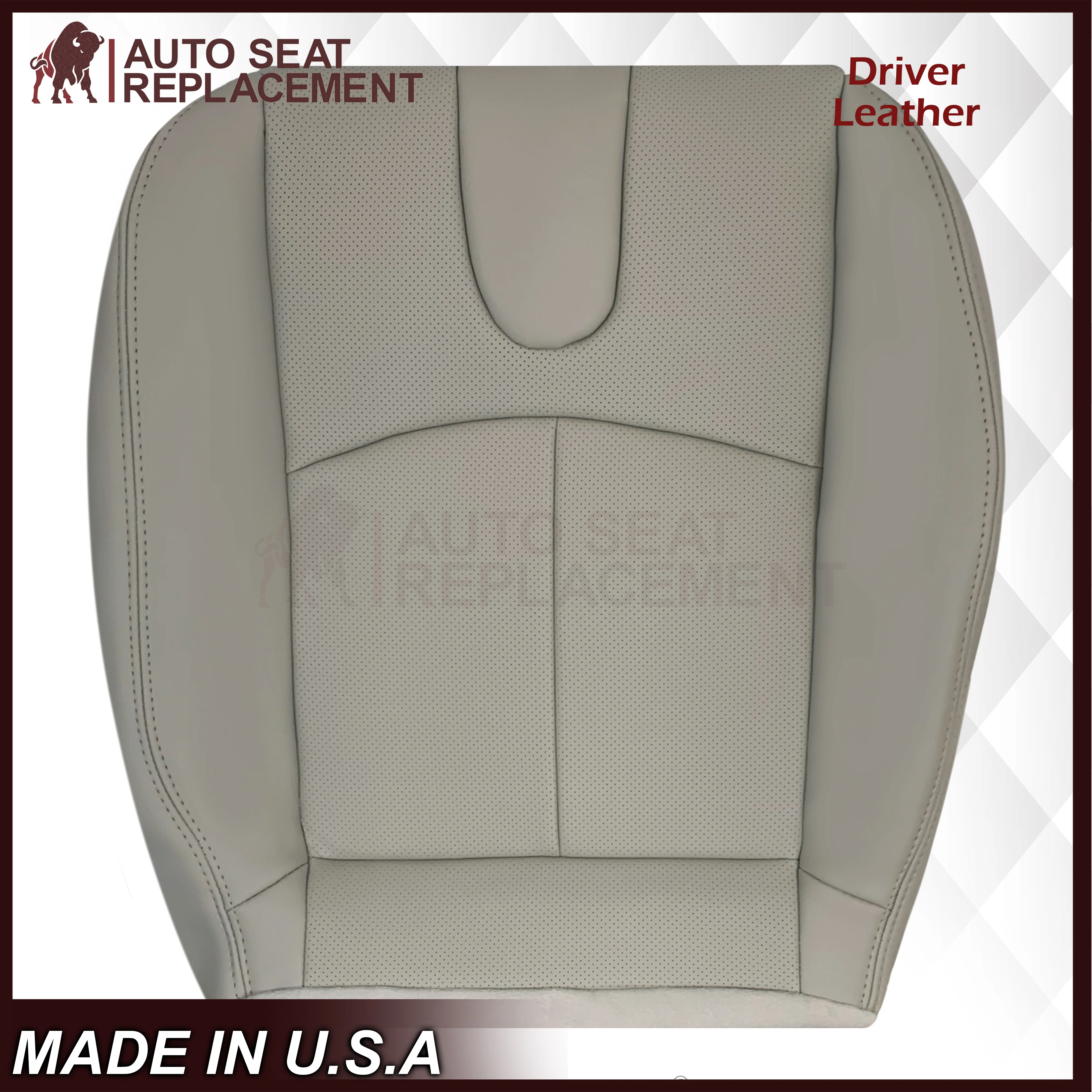 2008-2013 Infiniti G37 Sedan 4-Door Replacement Leather Seat Cover-Perforated Gray - Image 3