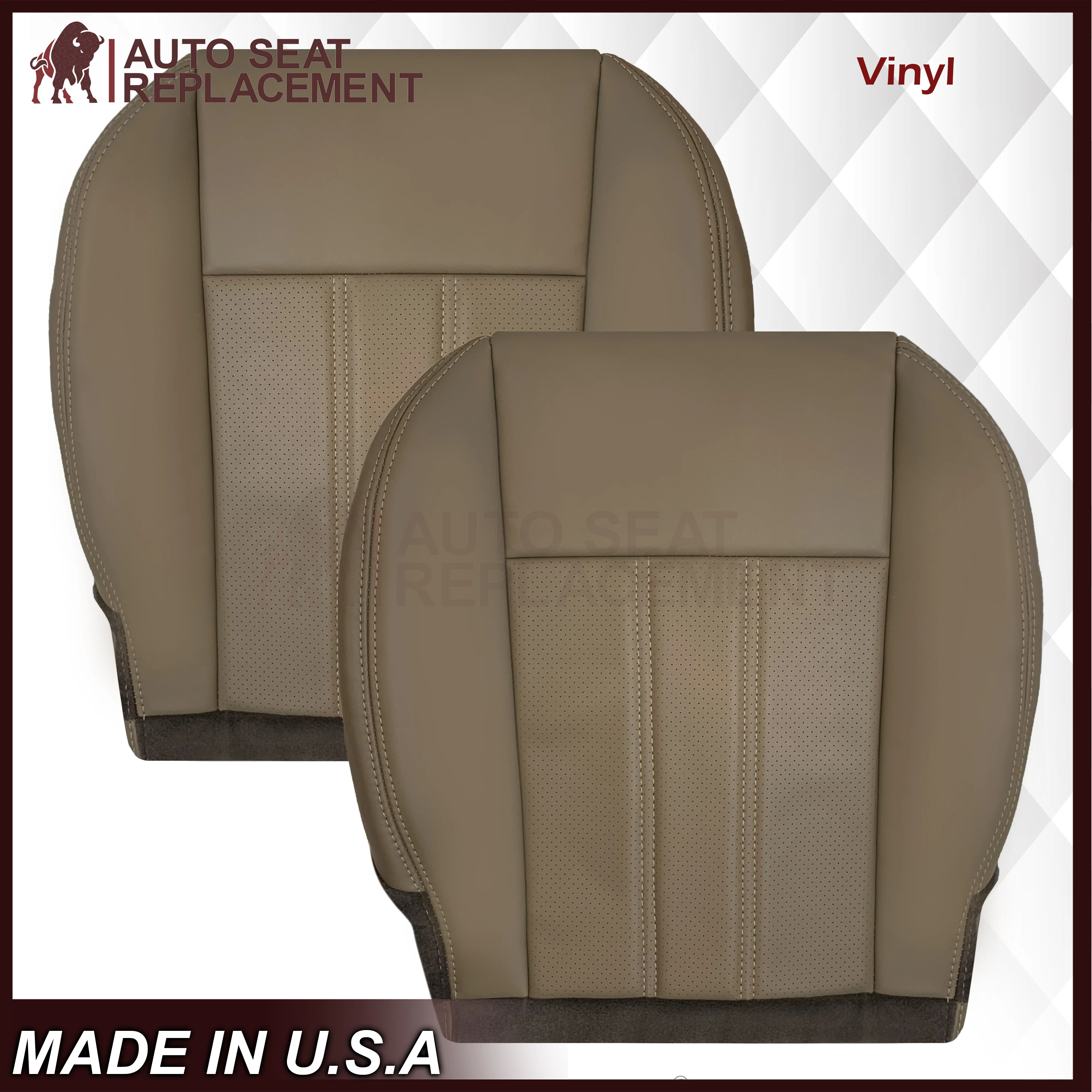 2008 -2020 For Dodge Grand Caravan Front Replacement Seat Cover: Tan Perforated - Image 11