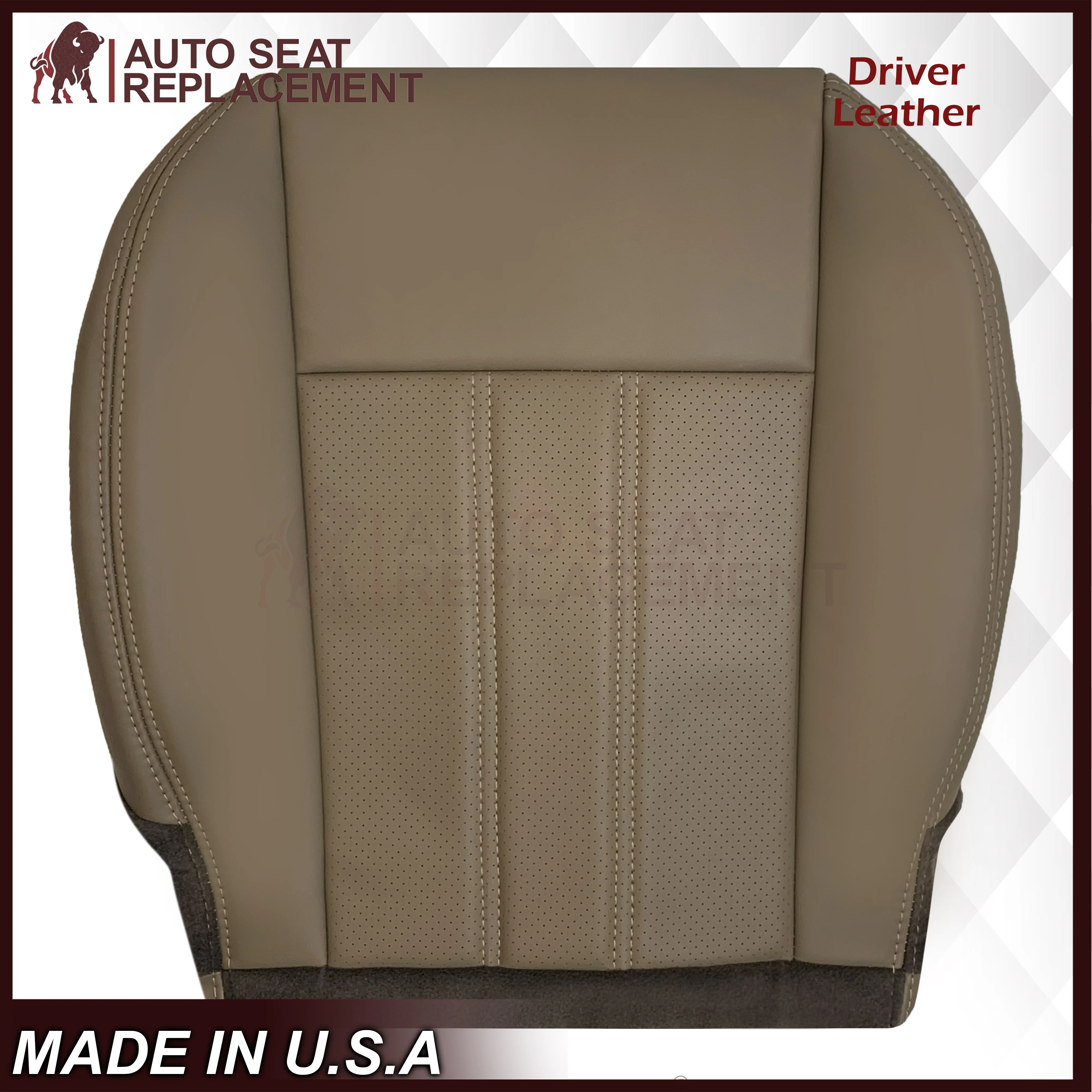 2008 -2020 For Dodge Grand Caravan Front Replacement Seat Cover: Tan Perforated - Image 5