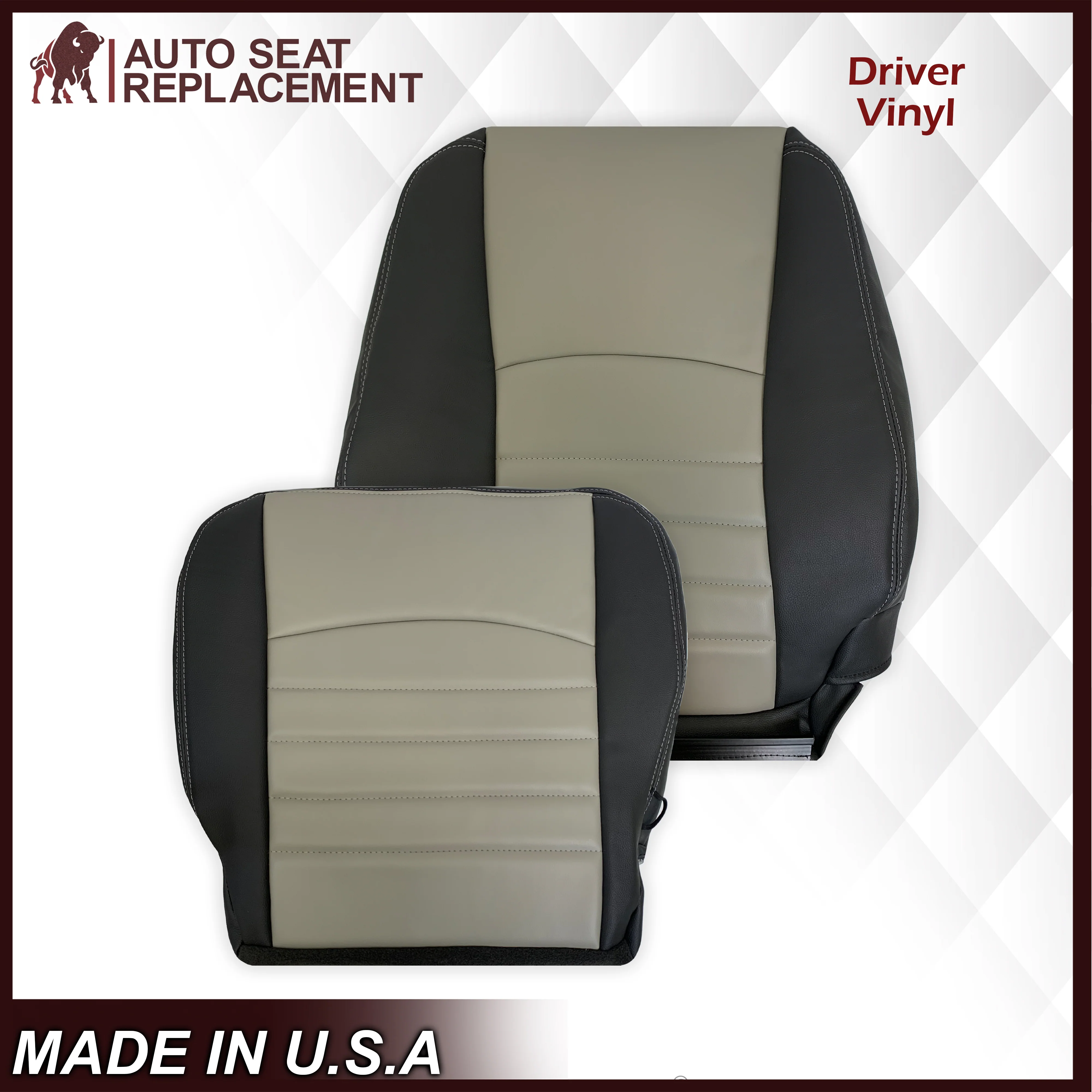 2009 2010 2011 2012 Dodge Ram Work Truck Replacement Vinyl Seat Covers 2-Tone Gray/Dark Gray: Choose your side - Image 21
