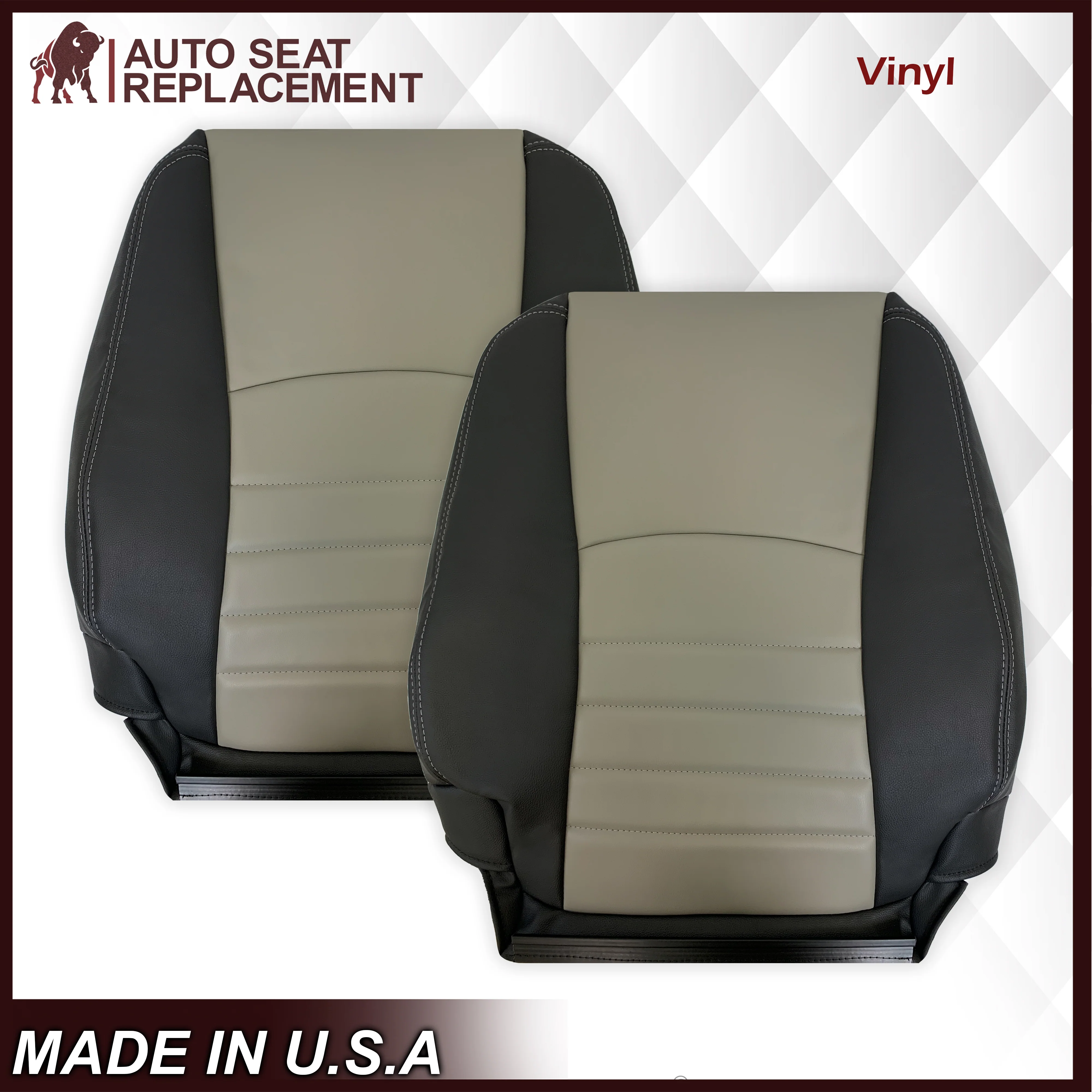 2009 2010 2011 2012 Dodge Ram Work Truck Replacement Vinyl Seat Covers 2-Tone Gray/Dark Gray: Choose your side - Image 24