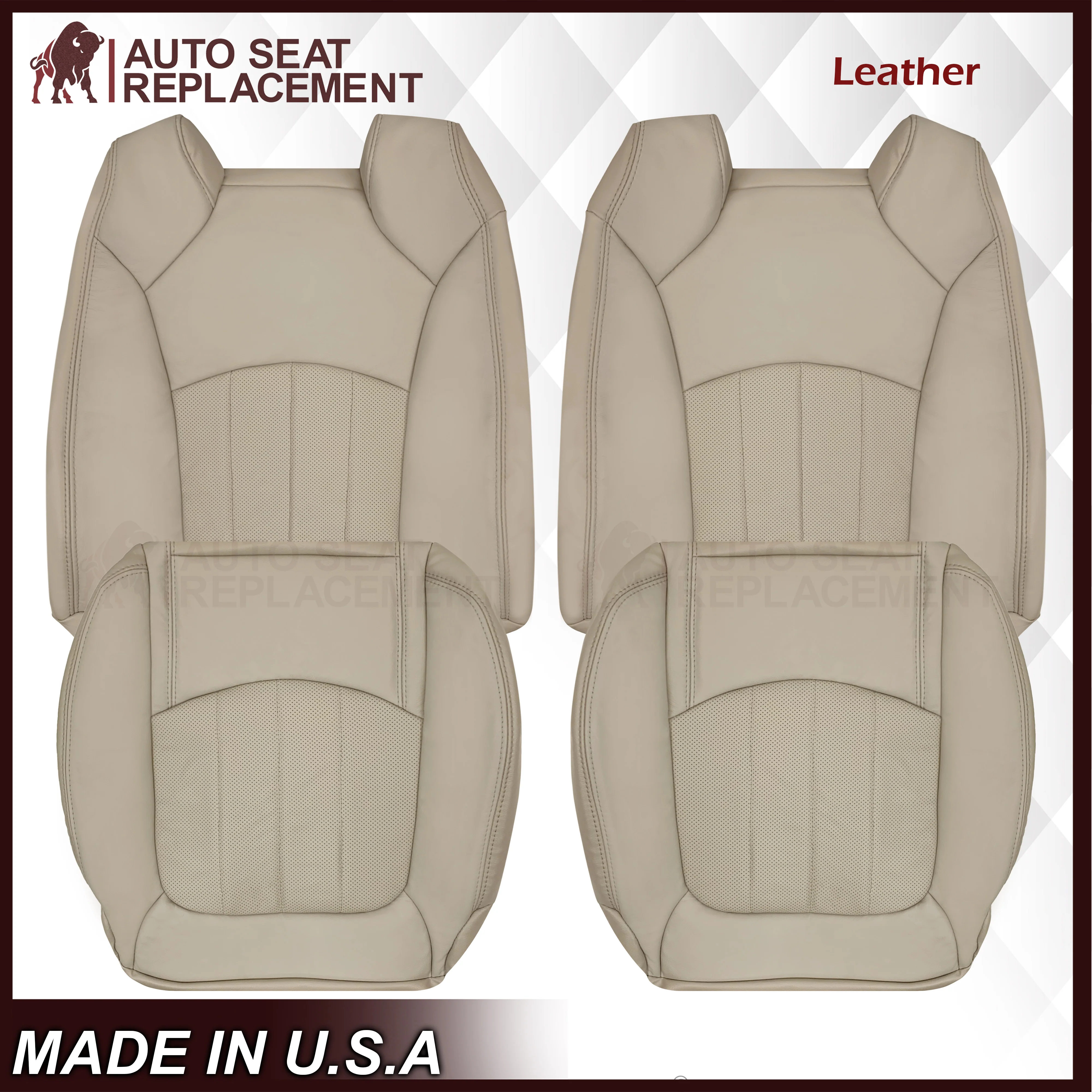 2009-2012 Chevrolet Traverse LT/LTZ Driver or Passenger Replacement Seat Cover: Perforated, Tan - Image 2