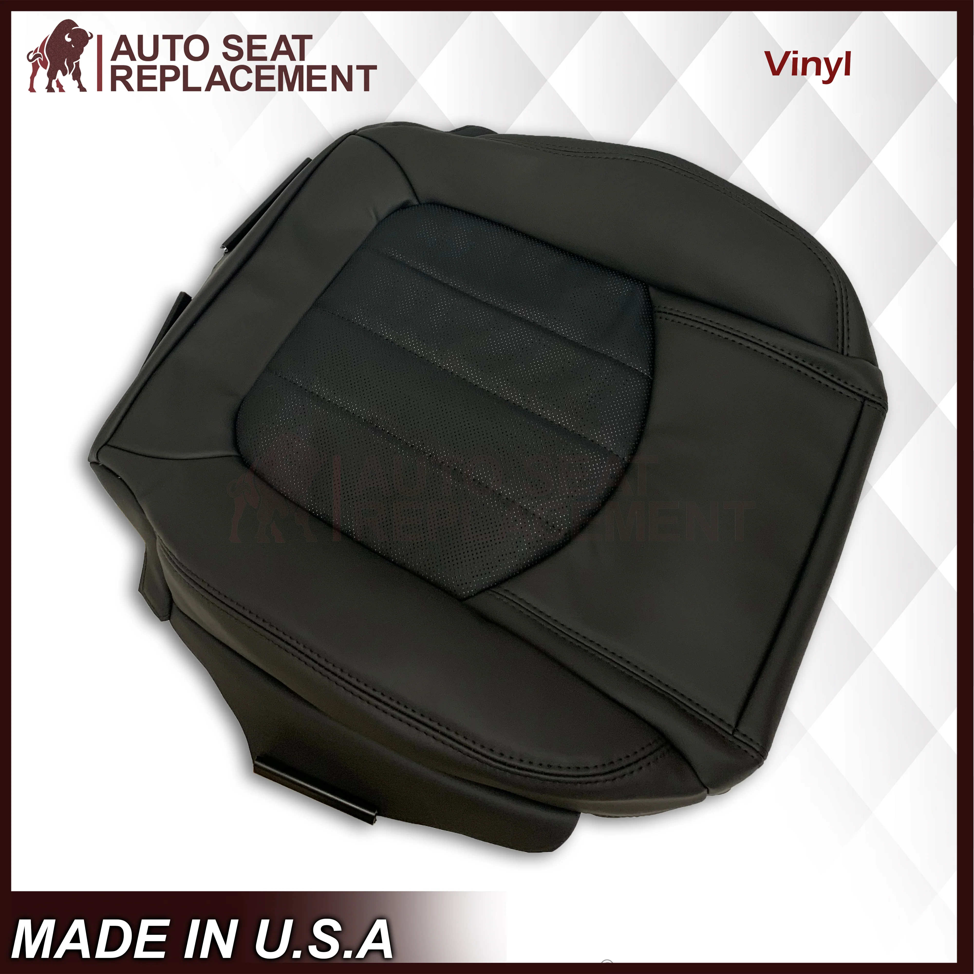 2008-2012 Buick Enclave Driver or Passenger Bottom Perforated Seat Cover in Black: Choose Leather or Vinyl - Image 11