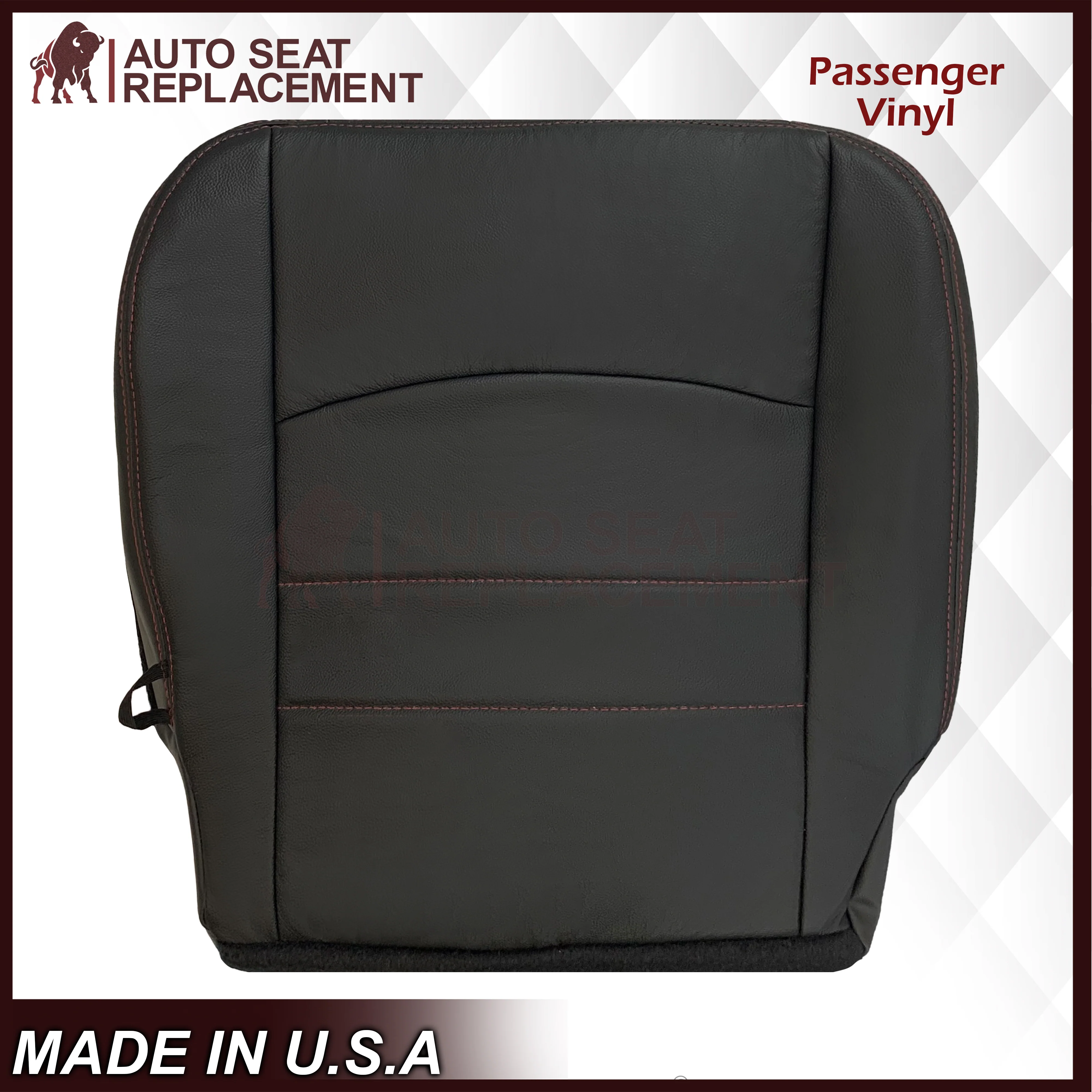 2009 - 2012 Dodge Ram 1500 2500 3500 Laramie Bottom Or Top Replacement Custom Made Seat Cover in Dark Slate (Dark Gray) With Perforated Inserts : Red Logo & Stitching - Image 20