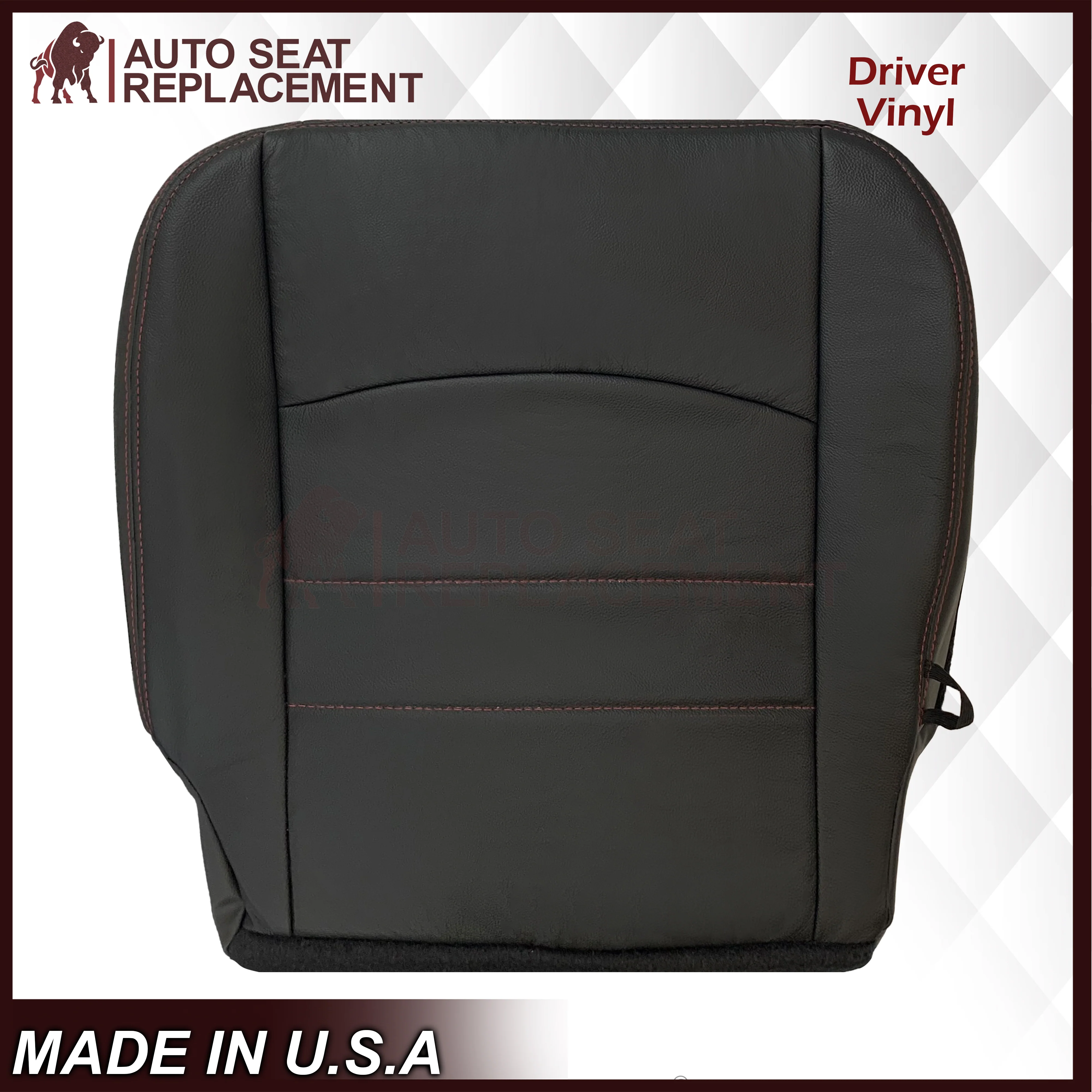 2009 - 2012 Dodge Ram 1500 2500 3500 Laramie Bottom Or Top Replacement Custom Made Seat Cover in Dark Slate (Dark Gray) With Perforated Inserts : Red Logo & Stitching - Image 3