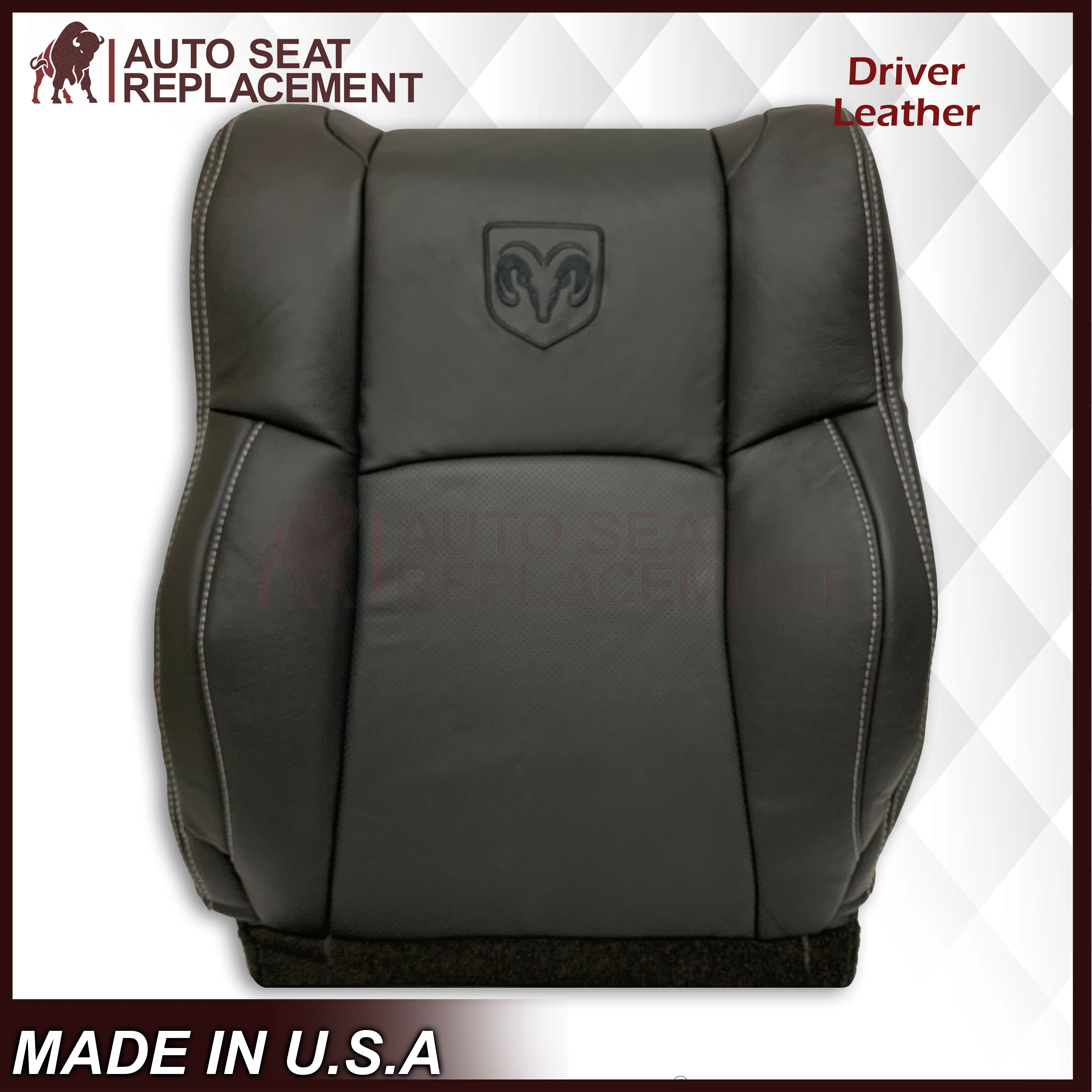 2009 - 2012 Dodge Ram 1500 2500 3500 Laramie Bottom Or Top Replacement Seat Cover in Dark Slate (Dark Gray) With Perforated Inserts - Image 16