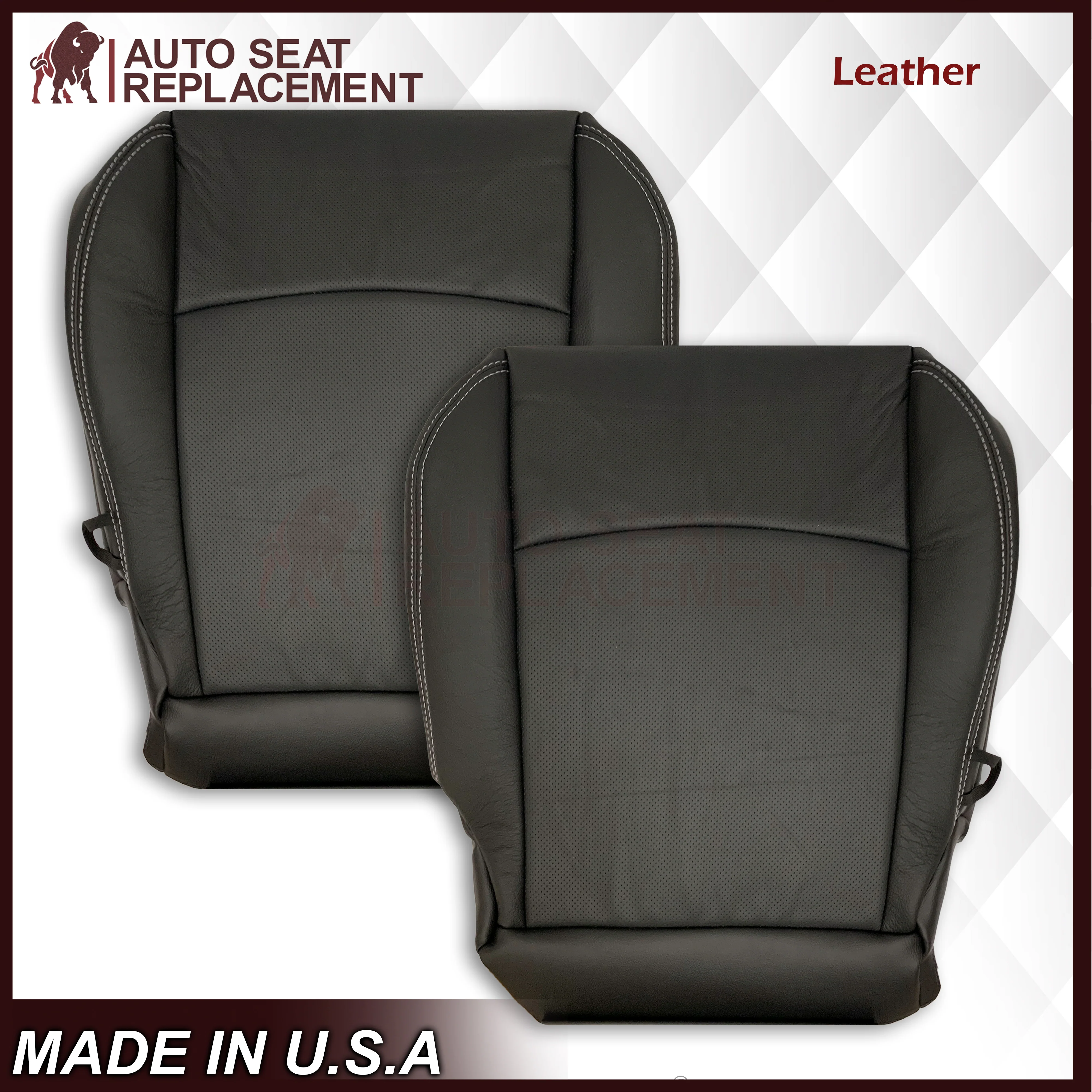 2009 - 2012 Dodge Ram 1500 2500 3500 Laramie Bottom Or Top Replacement Seat Cover in Dark Slate (Dark Gray) With Perforated Inserts - Image 22
