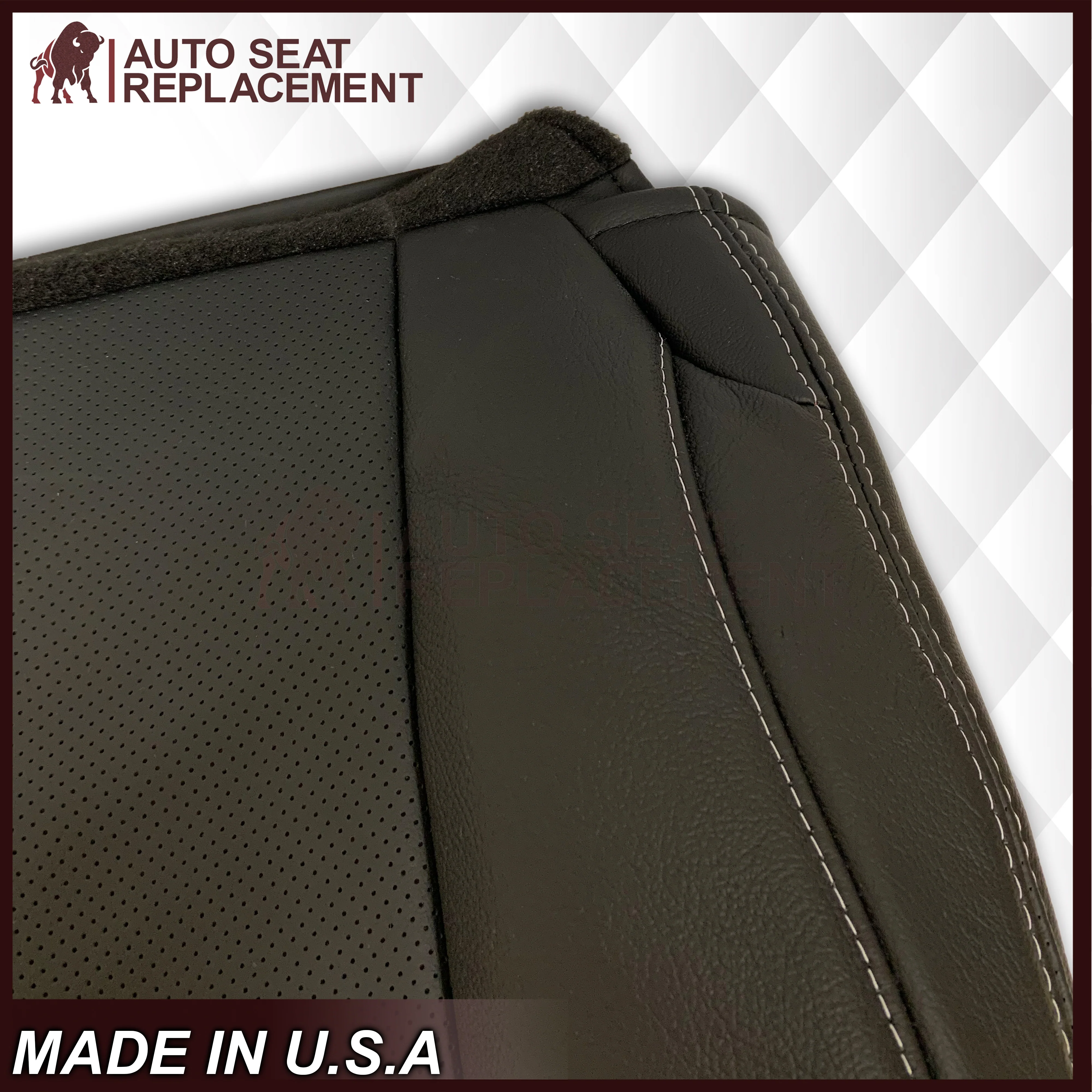 2009 - 2012 Dodge Ram 1500 2500 3500 Laramie Bottom Or Top Replacement Seat Cover in Dark Slate (Dark Gray) With Perforated Inserts - Image 24