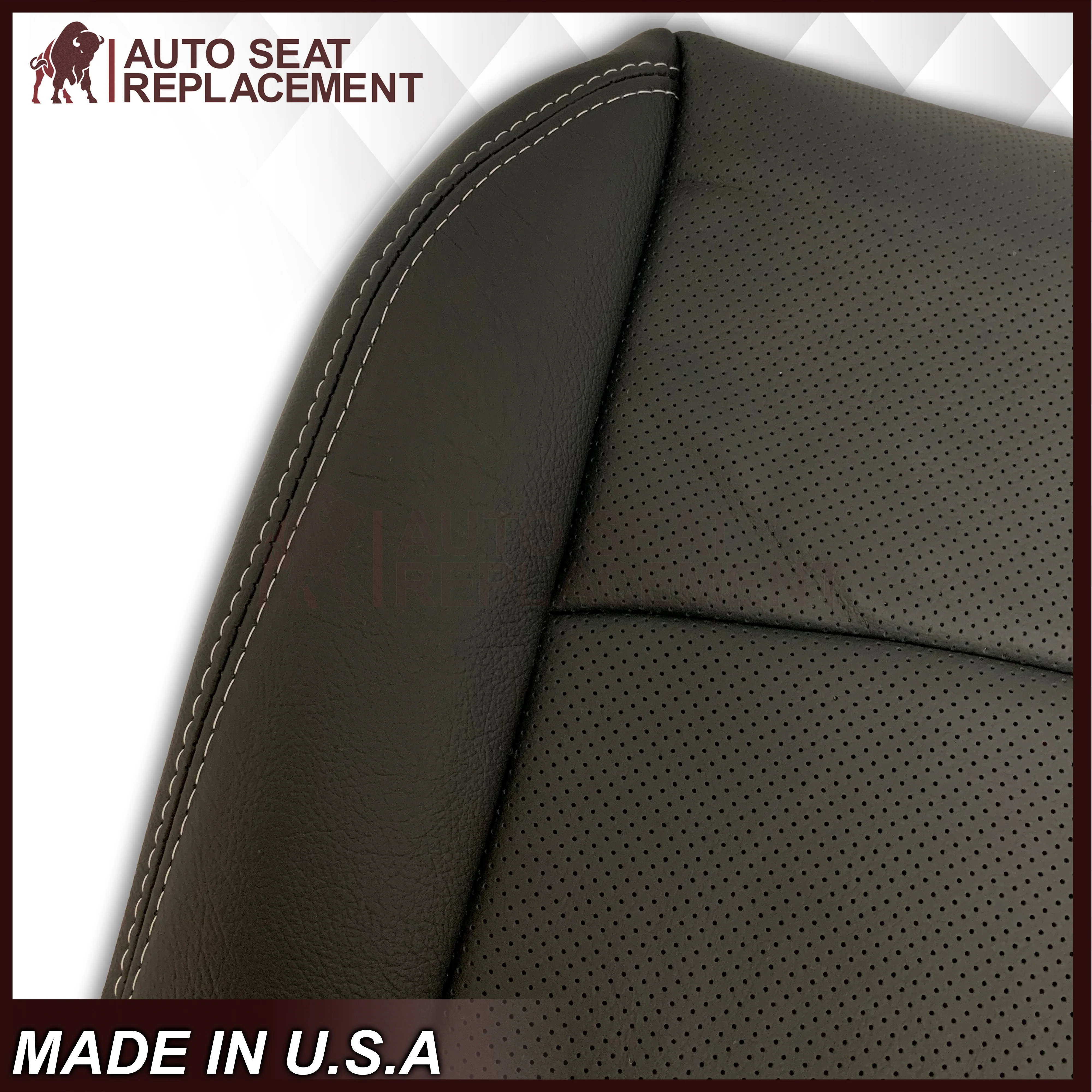 2009 - 2012 Dodge Ram 1500 2500 3500 Laramie Bottom Or Top Replacement Seat Cover in Dark Slate (Dark Gray) With Perforated Inserts - Image 25